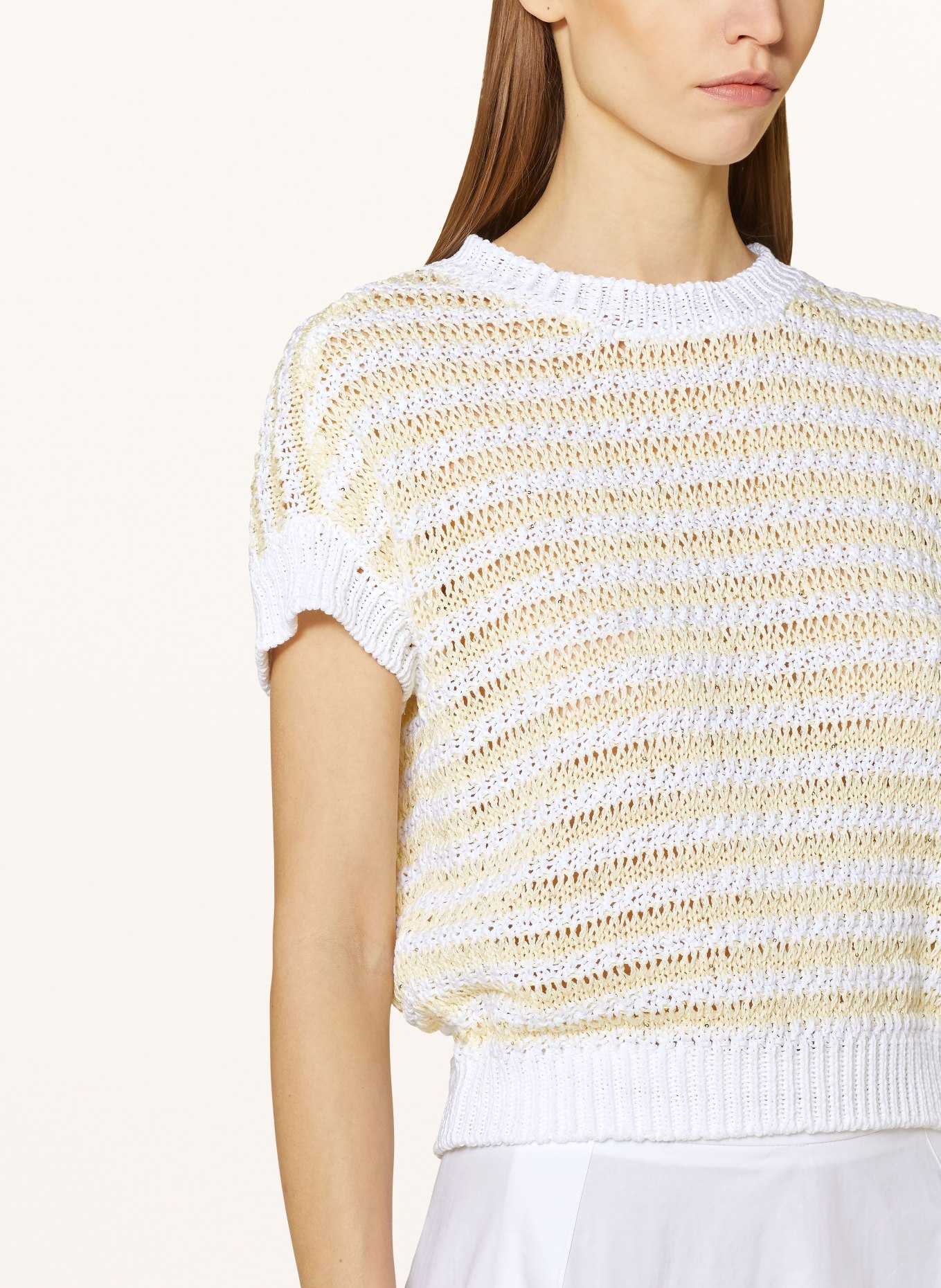 PESERICO Knit shirt with sequins, Color: WHITE/ LIGHT YELLOW (Image 4)