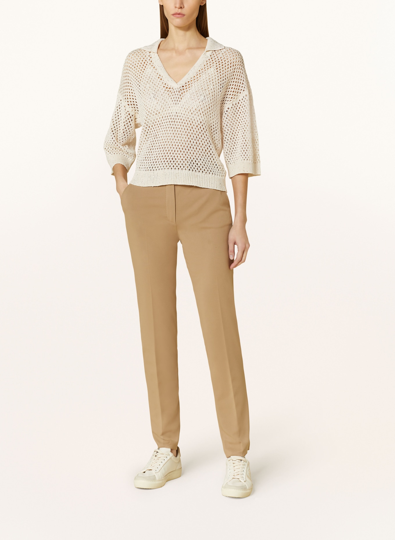 PESERICO Sweater with 3/4 sleeve and sequins, Color: BEIGE (Image 2)