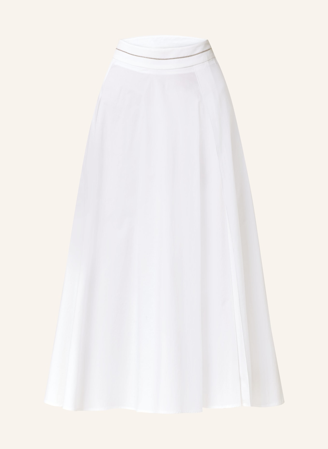 PESERICO Pleated skirt with decorative beads, Color: WHITE (Image 1)