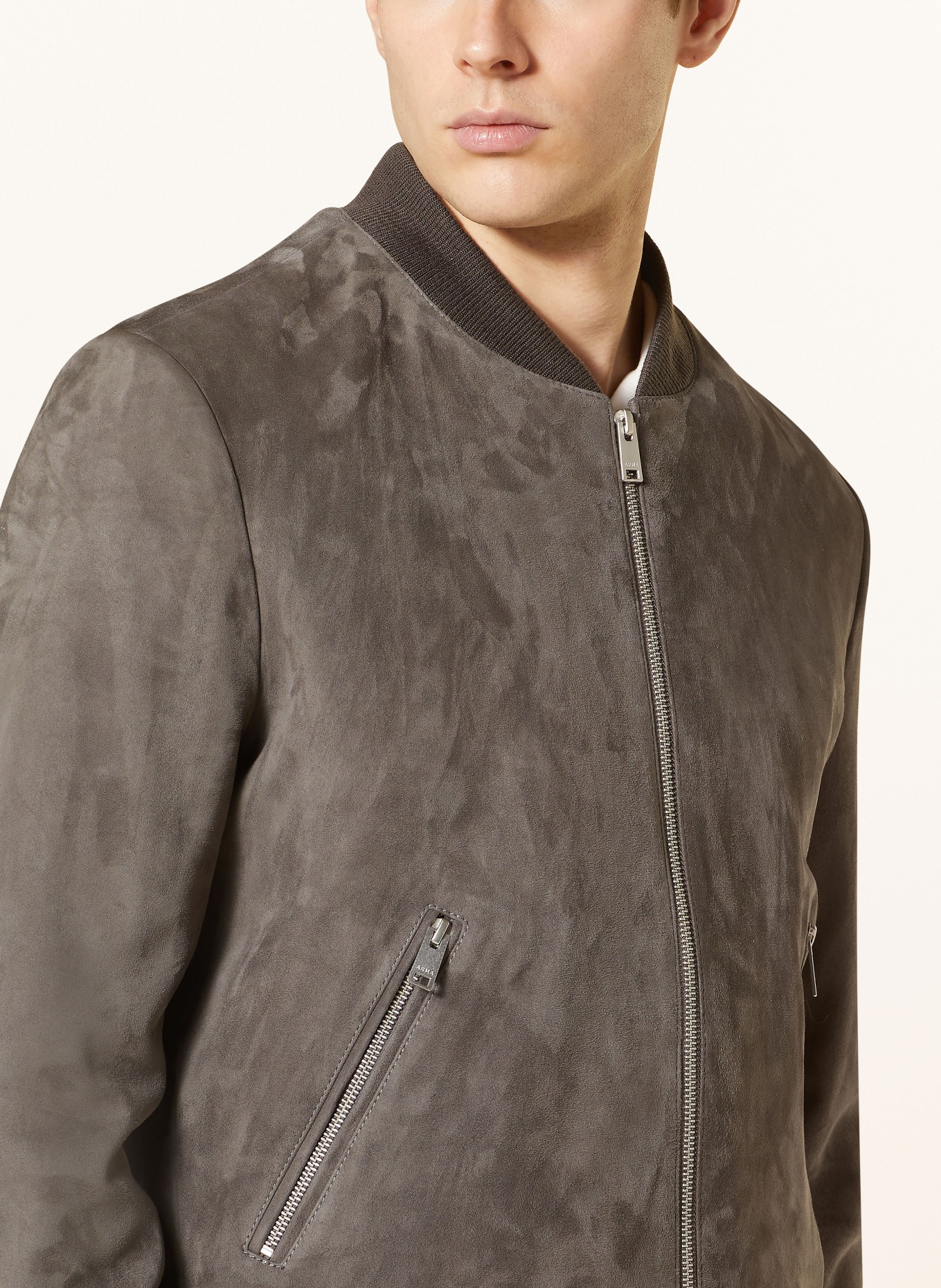 ARMA Leather bomber jacket DIDIER, Color: GRAY (Image 4)