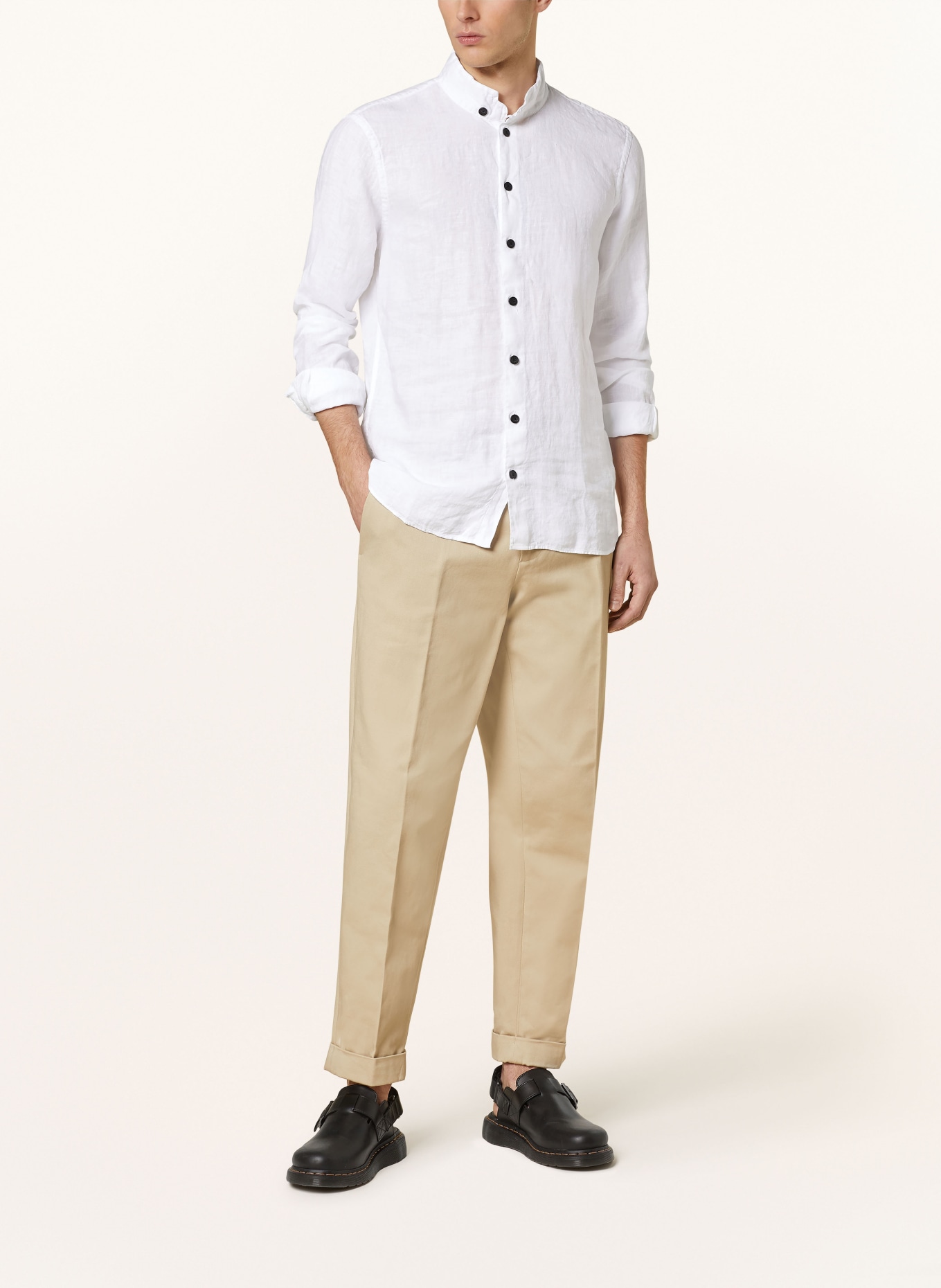 hannes roether Linen shirt MIL29SKE slim fit, Color: WHITE (Image 2)