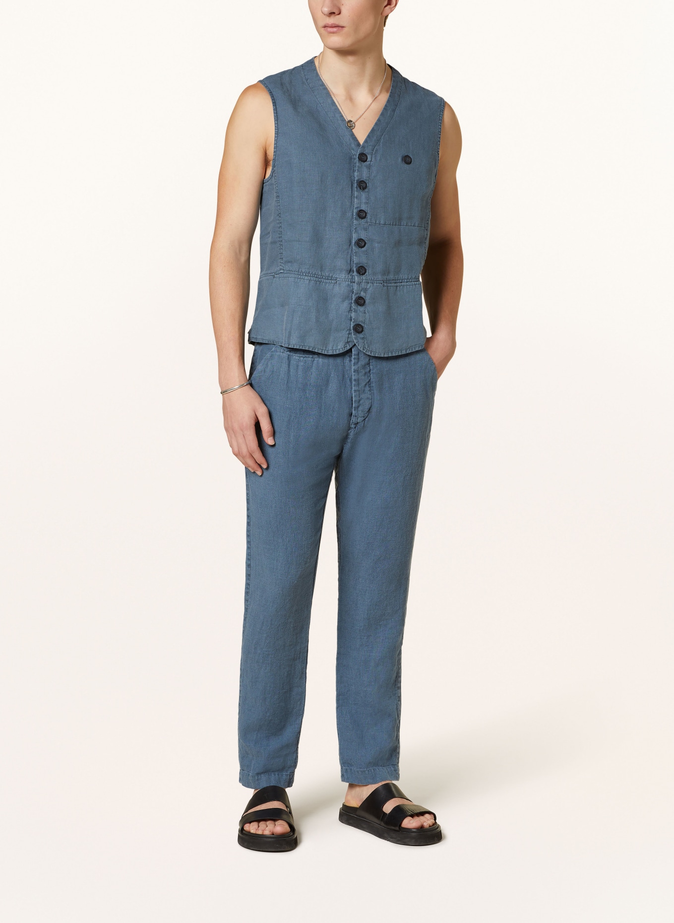 hannes roether Linen vest WE26SPER, Color: BLUE (Image 2)