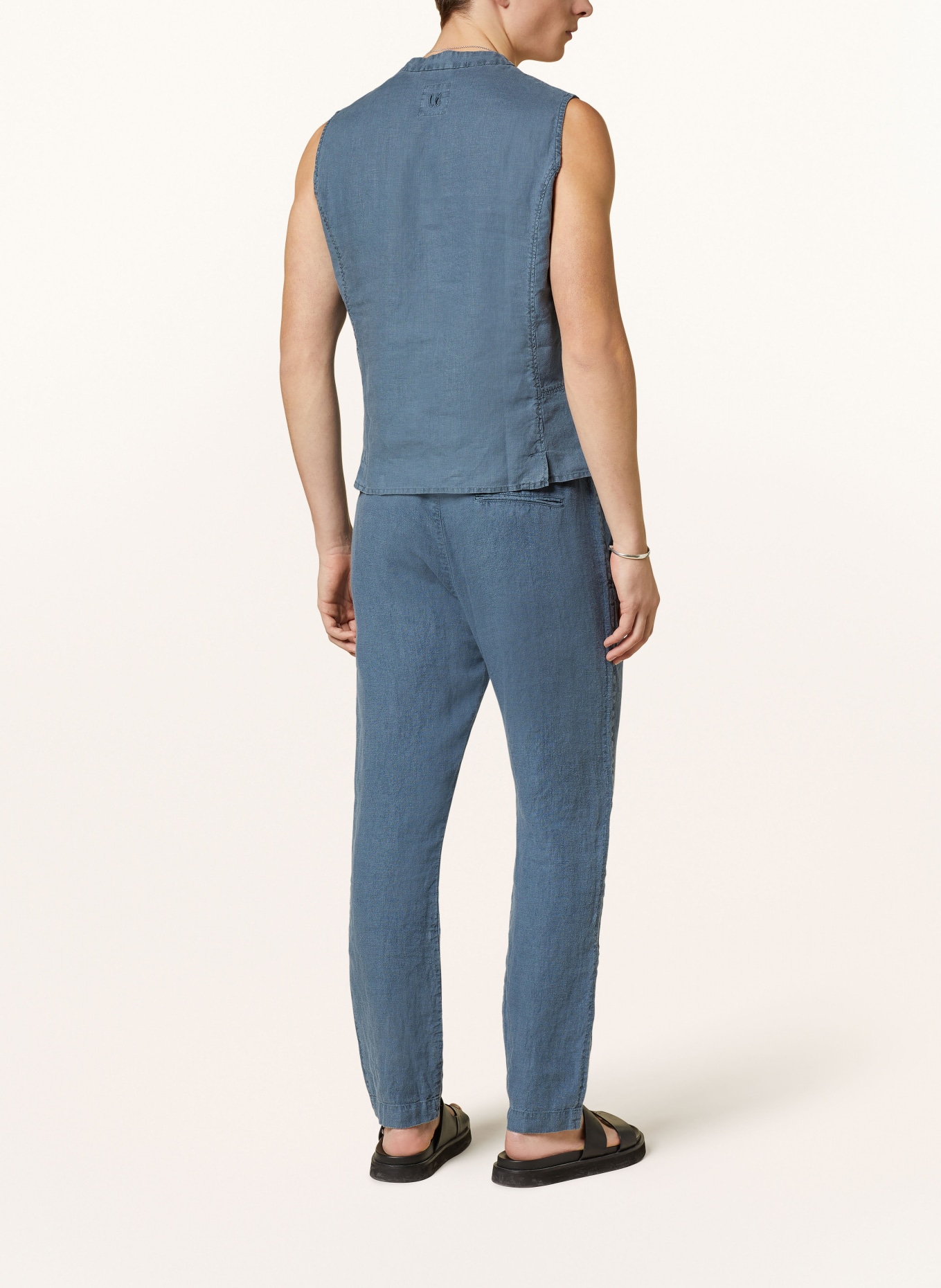 hannes roether Linen vest WE26SPER, Color: BLUE (Image 3)