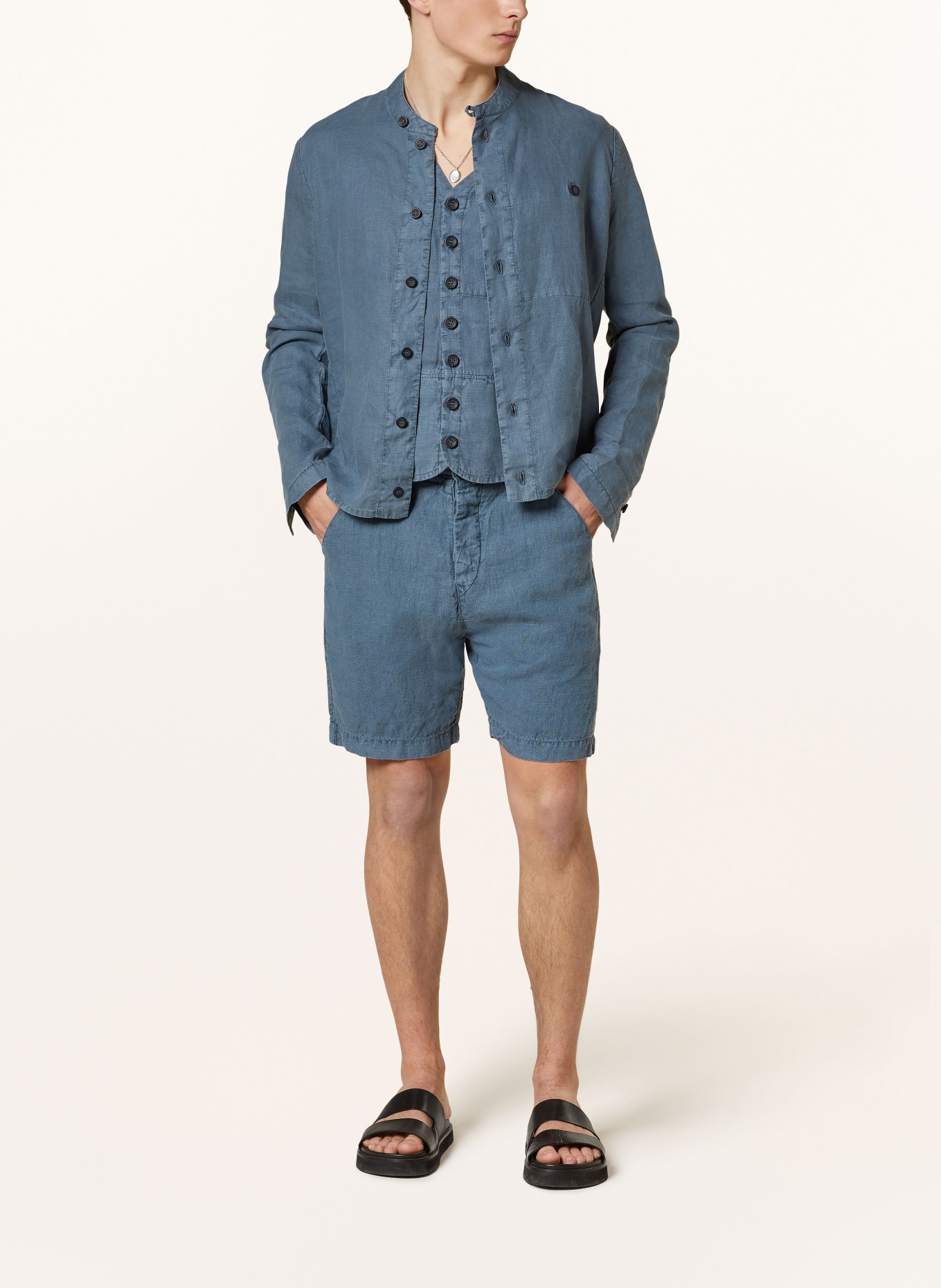 hannes roether Linen shorts BA21MBU, Color: BLUE (Image 2)