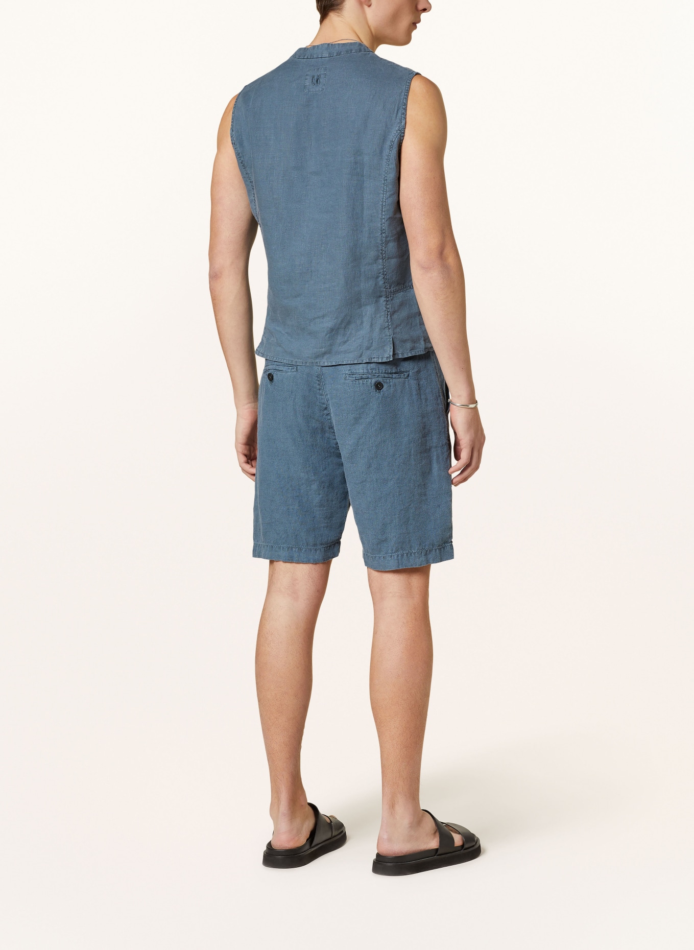 hannes roether Linen shorts BA21MBU, Color: BLUE (Image 3)