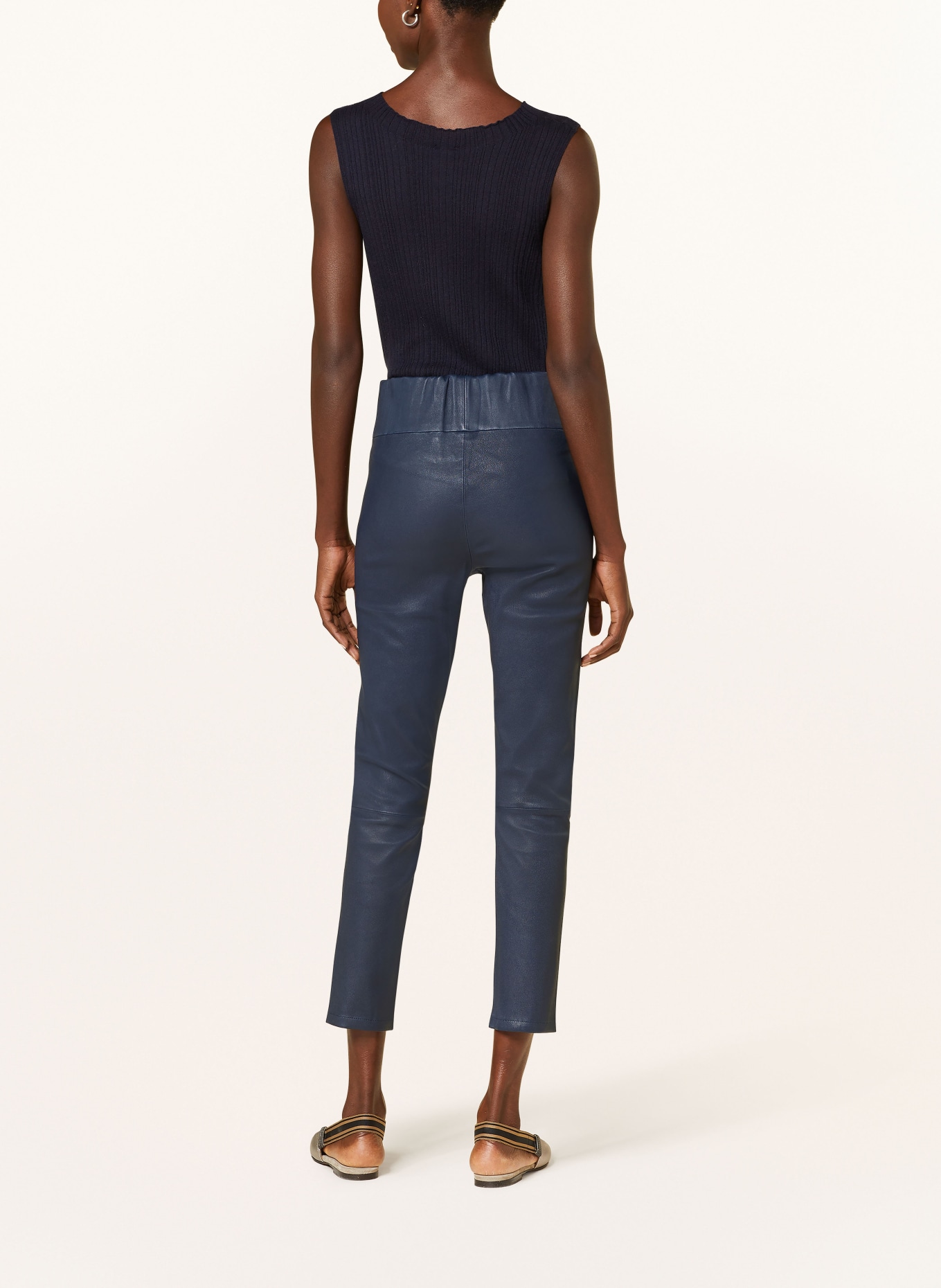 ARMA 7/8 leather trousers, Color: BLUE (Image 3)
