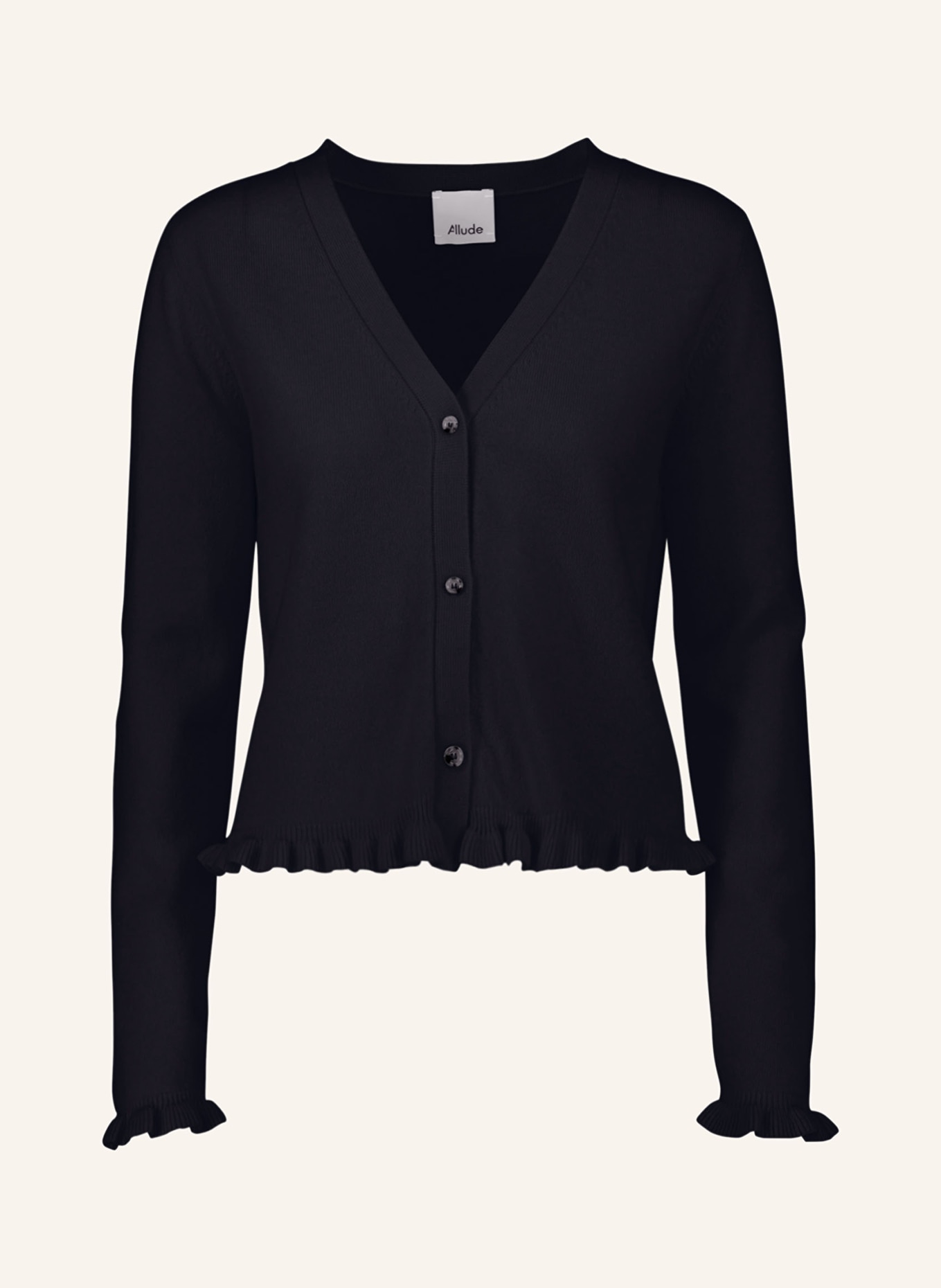ALLUDE Cardigan with cashmere and ruffles, Color: DARK BLUE (Image 1)