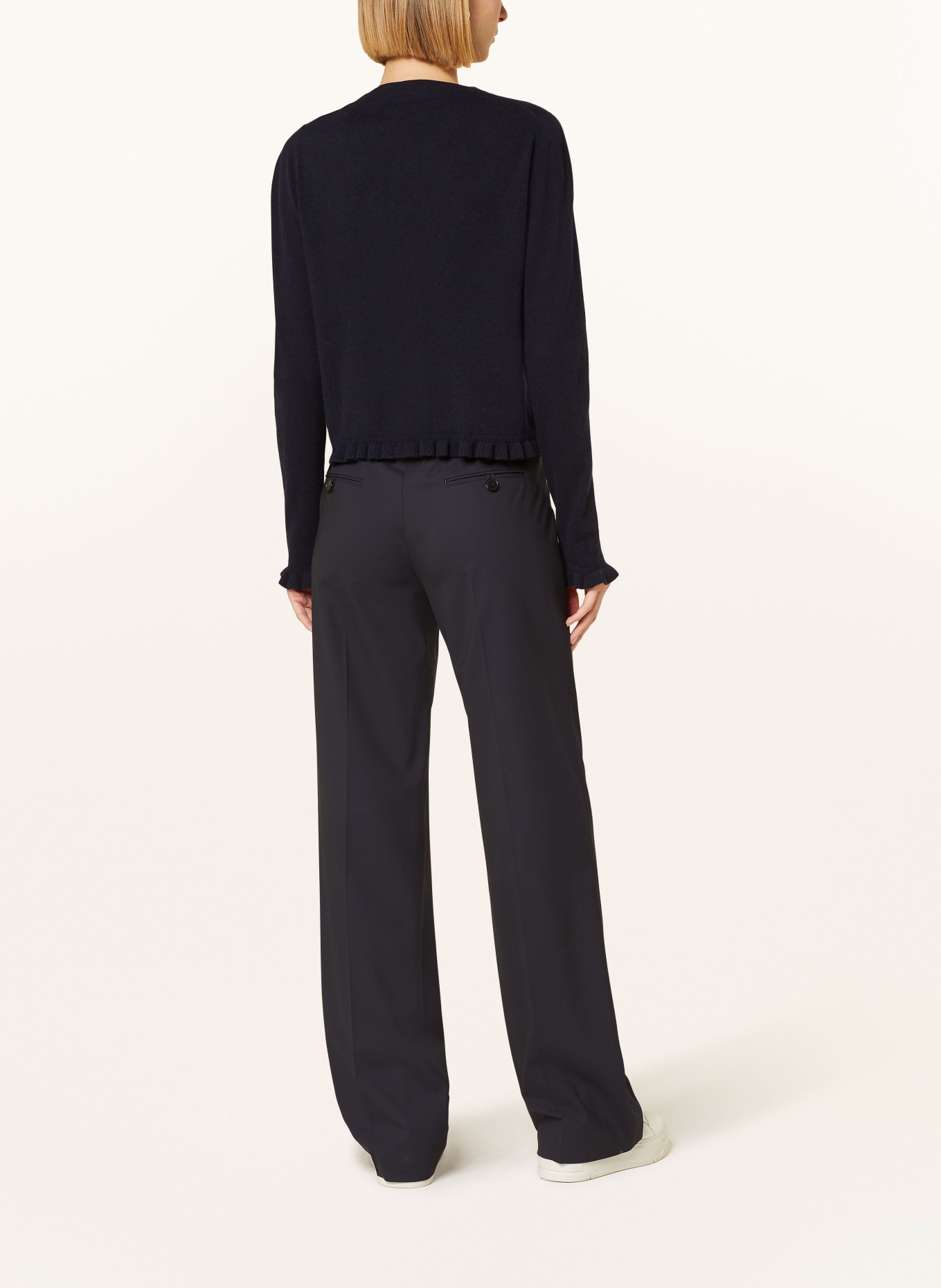 ALLUDE Cardigan with cashmere and ruffles, Color: DARK BLUE (Image 3)
