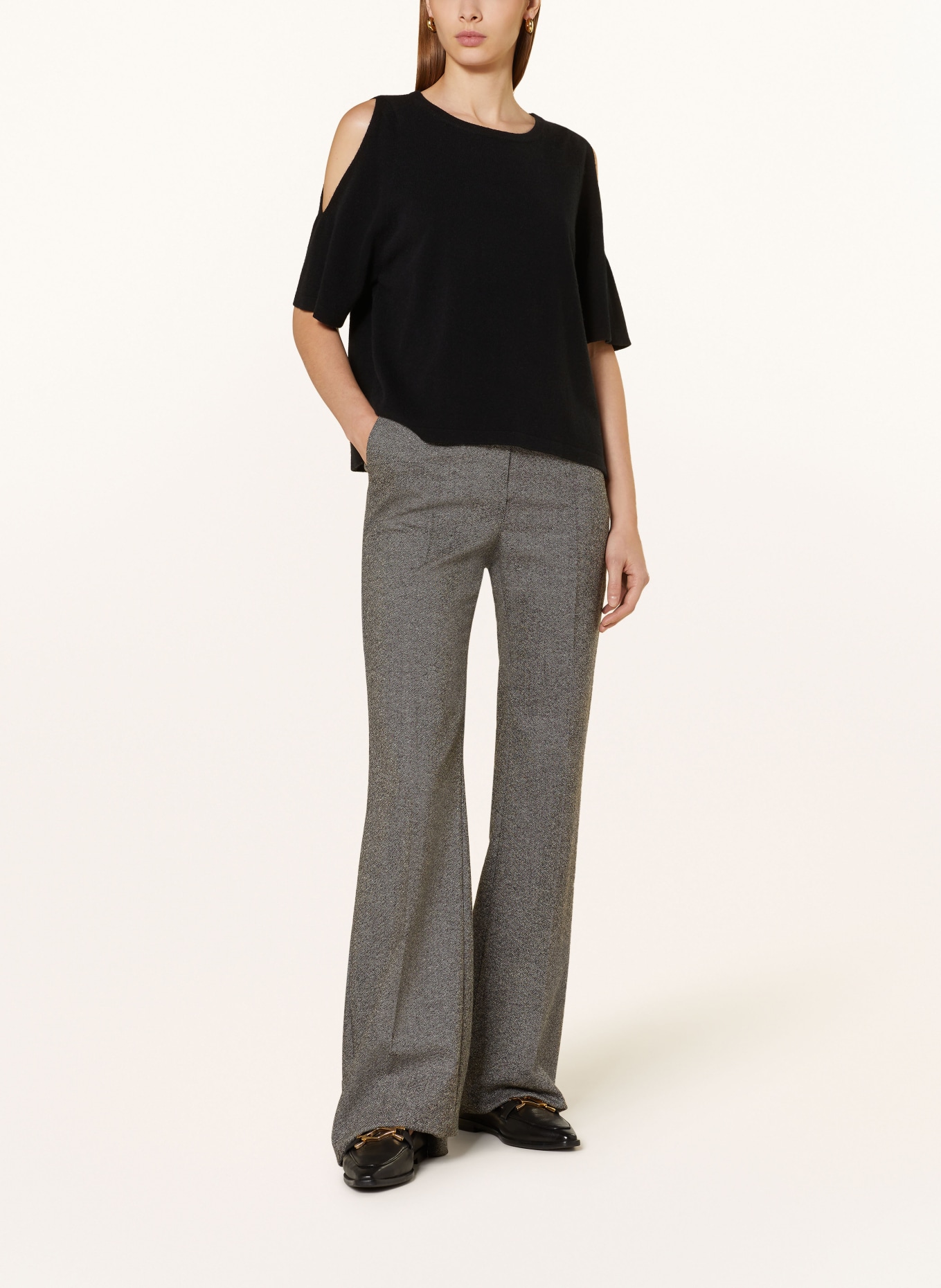 ALLUDE Knit shirt with cashmere and cut-outs, Color: BLACK (Image 2)