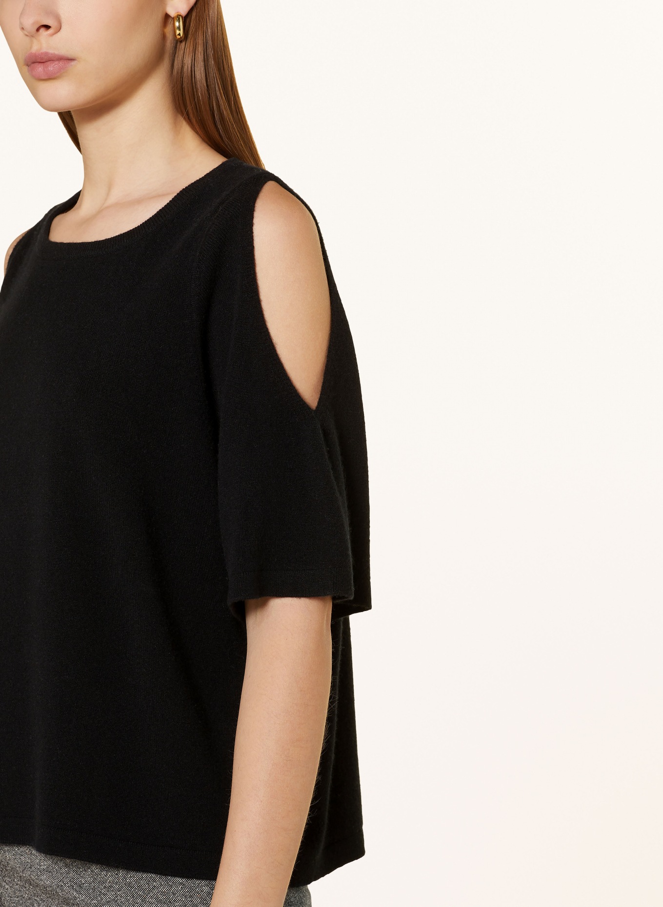 ALLUDE Knit shirt with cashmere and cut-outs, Color: BLACK (Image 4)