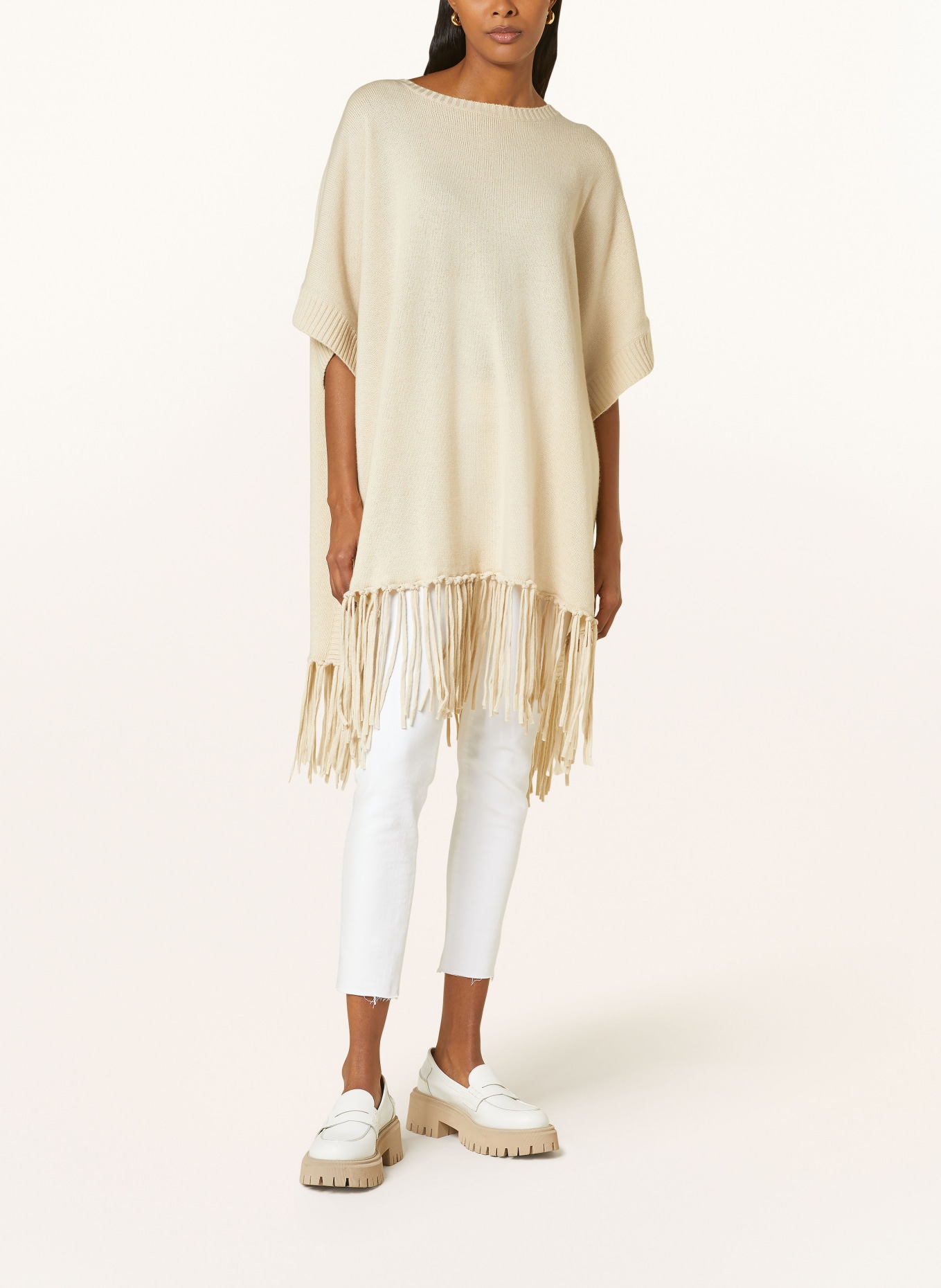 ALLUDE Poncho with cashmere, Color: LIGHT BROWN (Image 2)