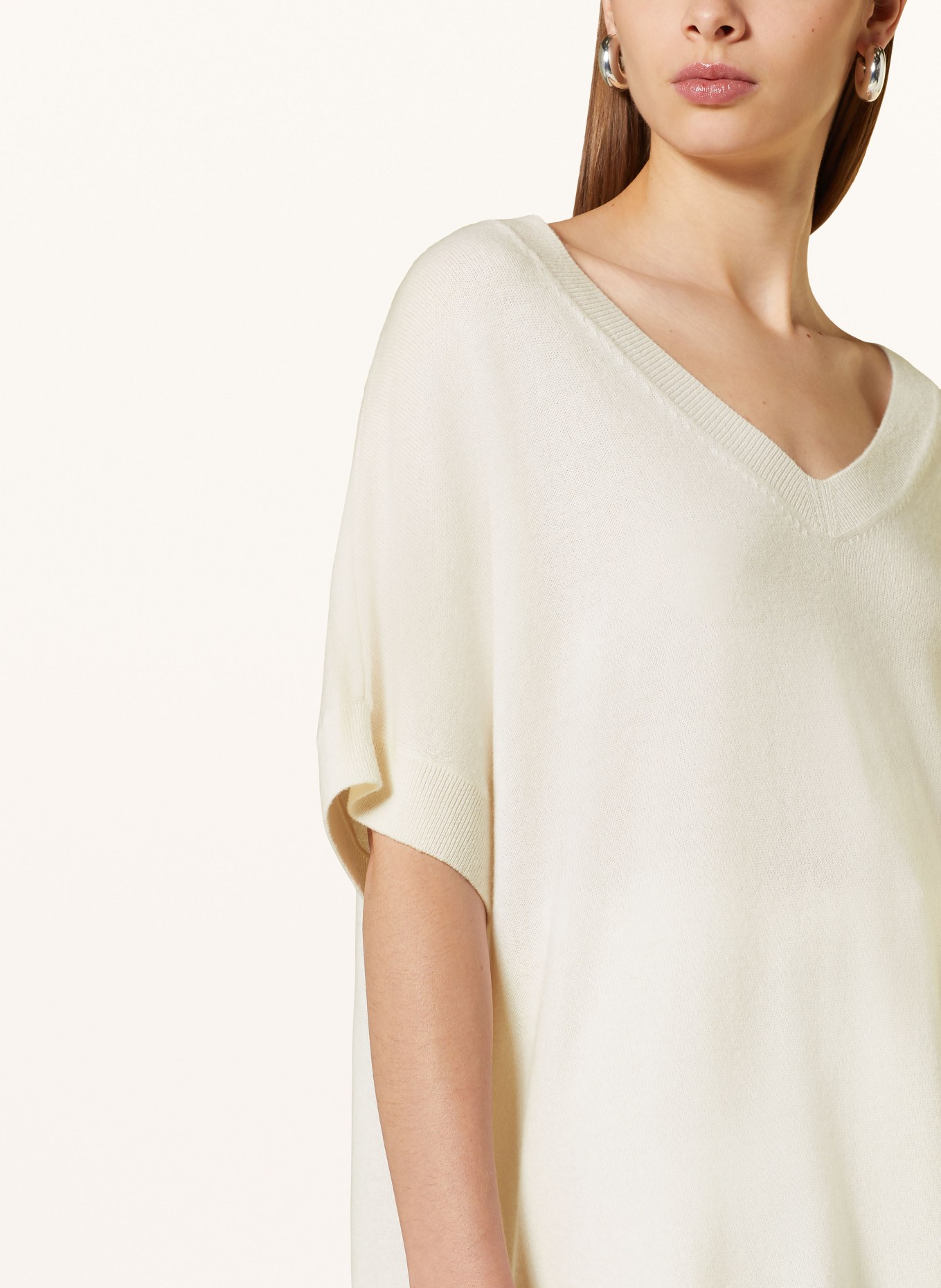 ALLUDE Oversized knit shirt with cashmere, Color: ECRU (Image 4)