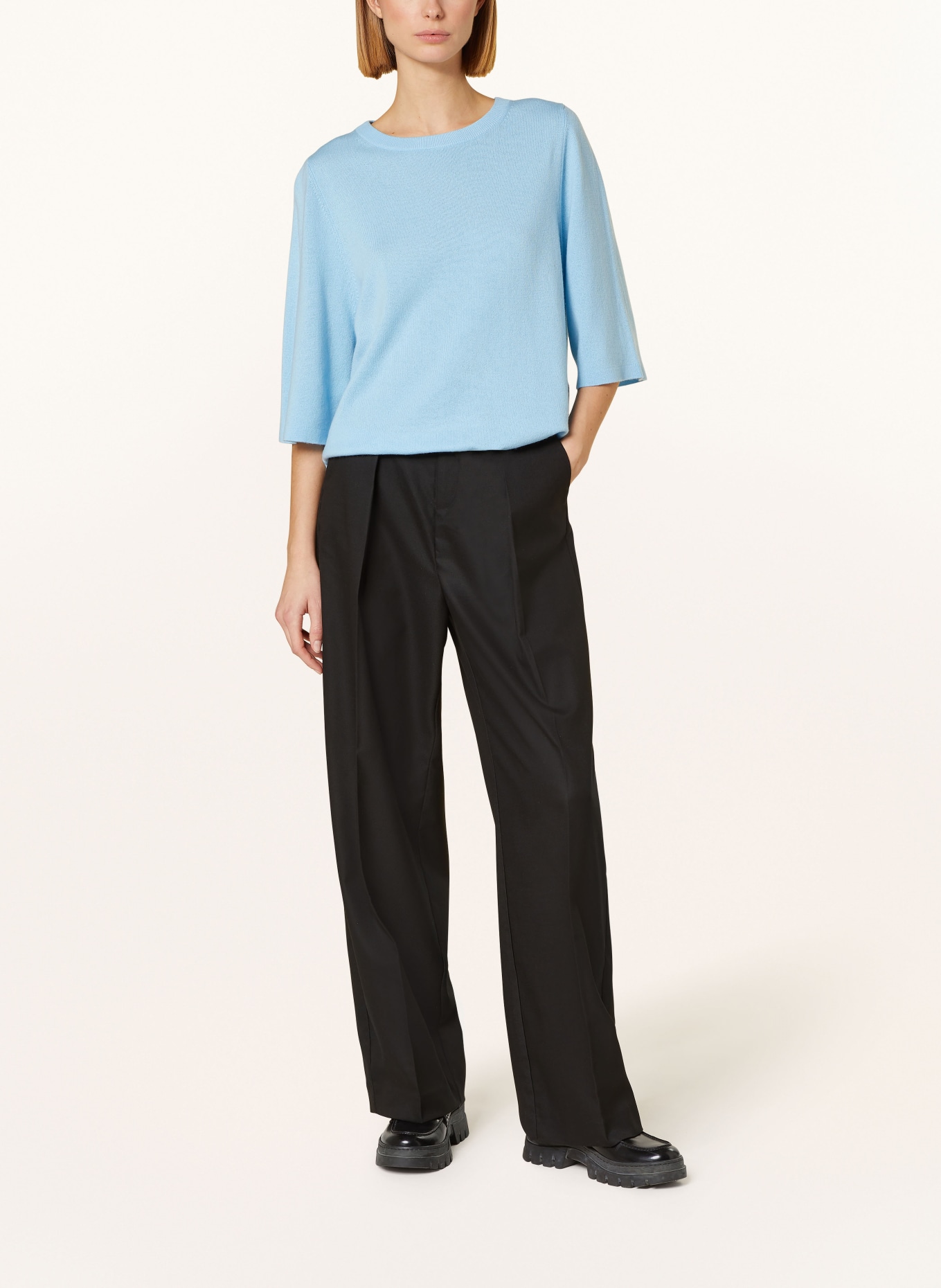 ALLUDE Sweater with cashmere and 3/4 sleeves, Color: LIGHT BLUE (Image 2)