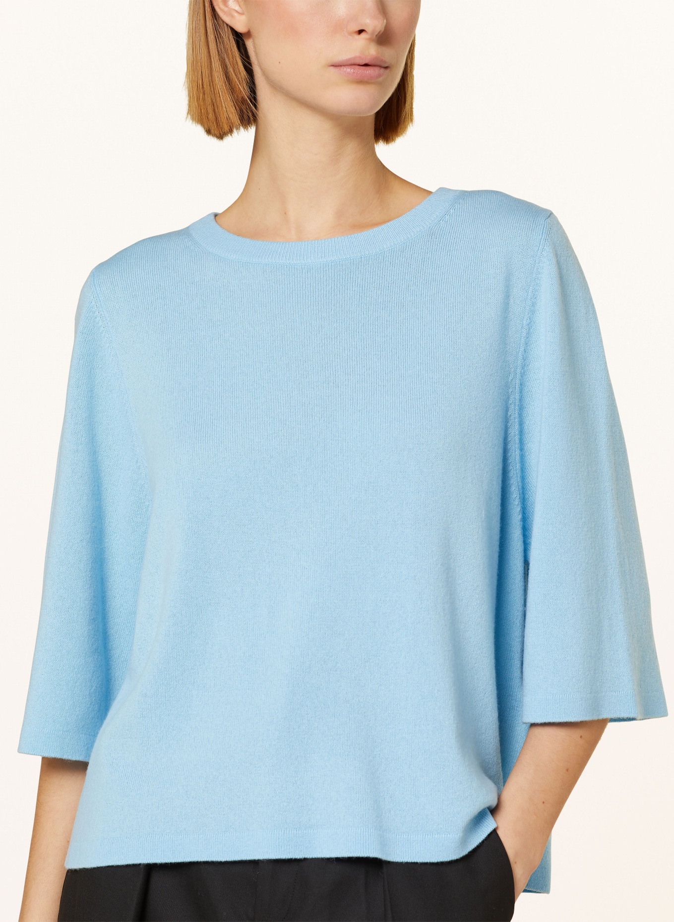 ALLUDE Sweater with cashmere and 3/4 sleeves, Color: LIGHT BLUE (Image 4)