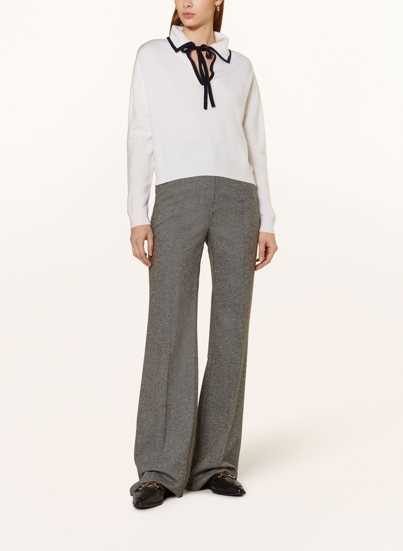 ALLUDE Pullover mit Cashmere, Farbe: ECRU/ DUNKELBLAU (Bild 2)
