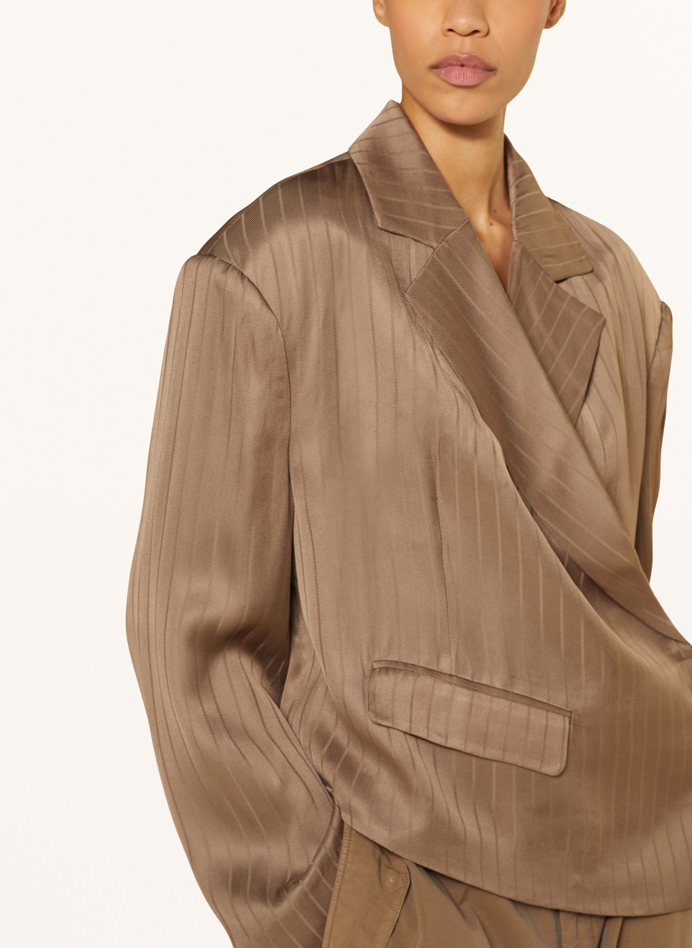 REMAIN Satin blazer, Color: BROWN (Image 4)