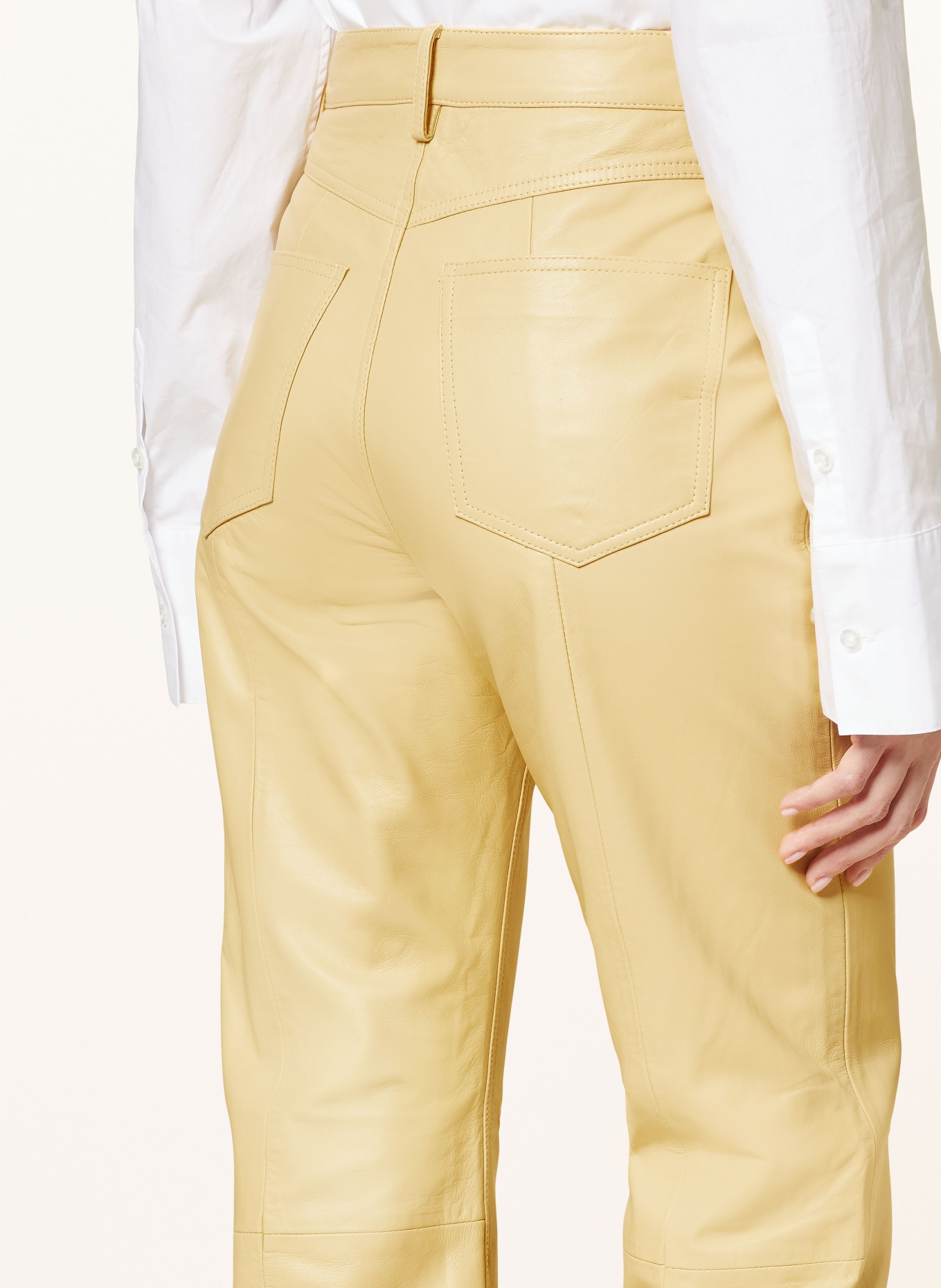 REMAIN Kožené kalhoty, Barva: TMAVĚ ŽLUTÁ (Obrázek 5)