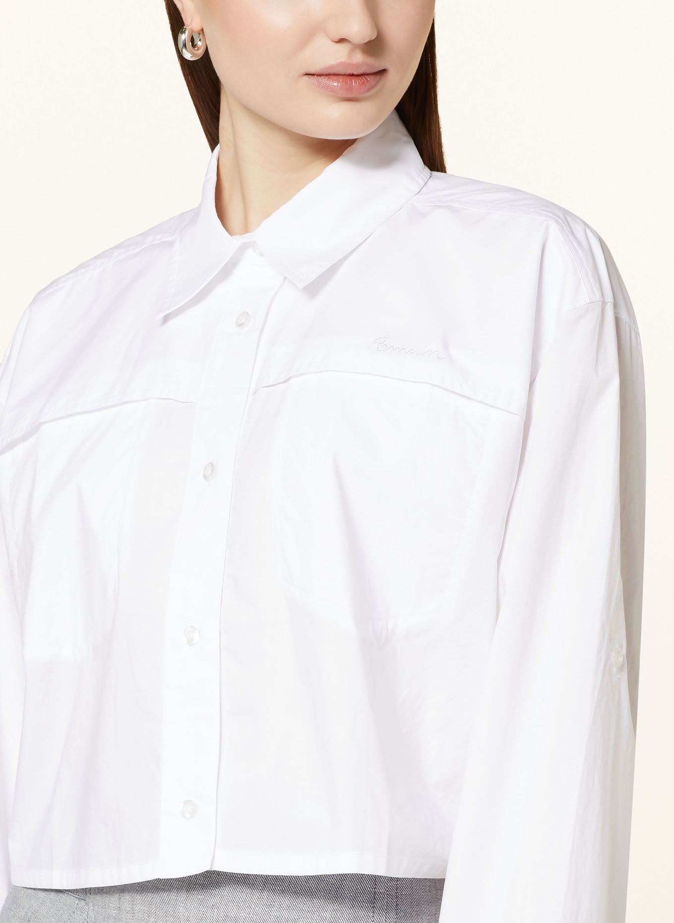 REMAIN Cropped shirt blouse, Color: WHITE (Image 4)