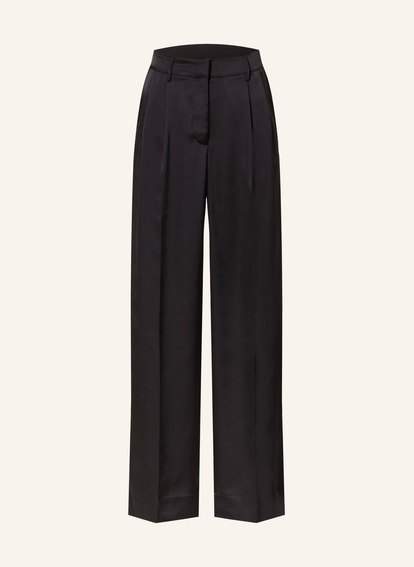 REMAIN Wide leg trousers in satin, Color: BLACK (Image 1)
