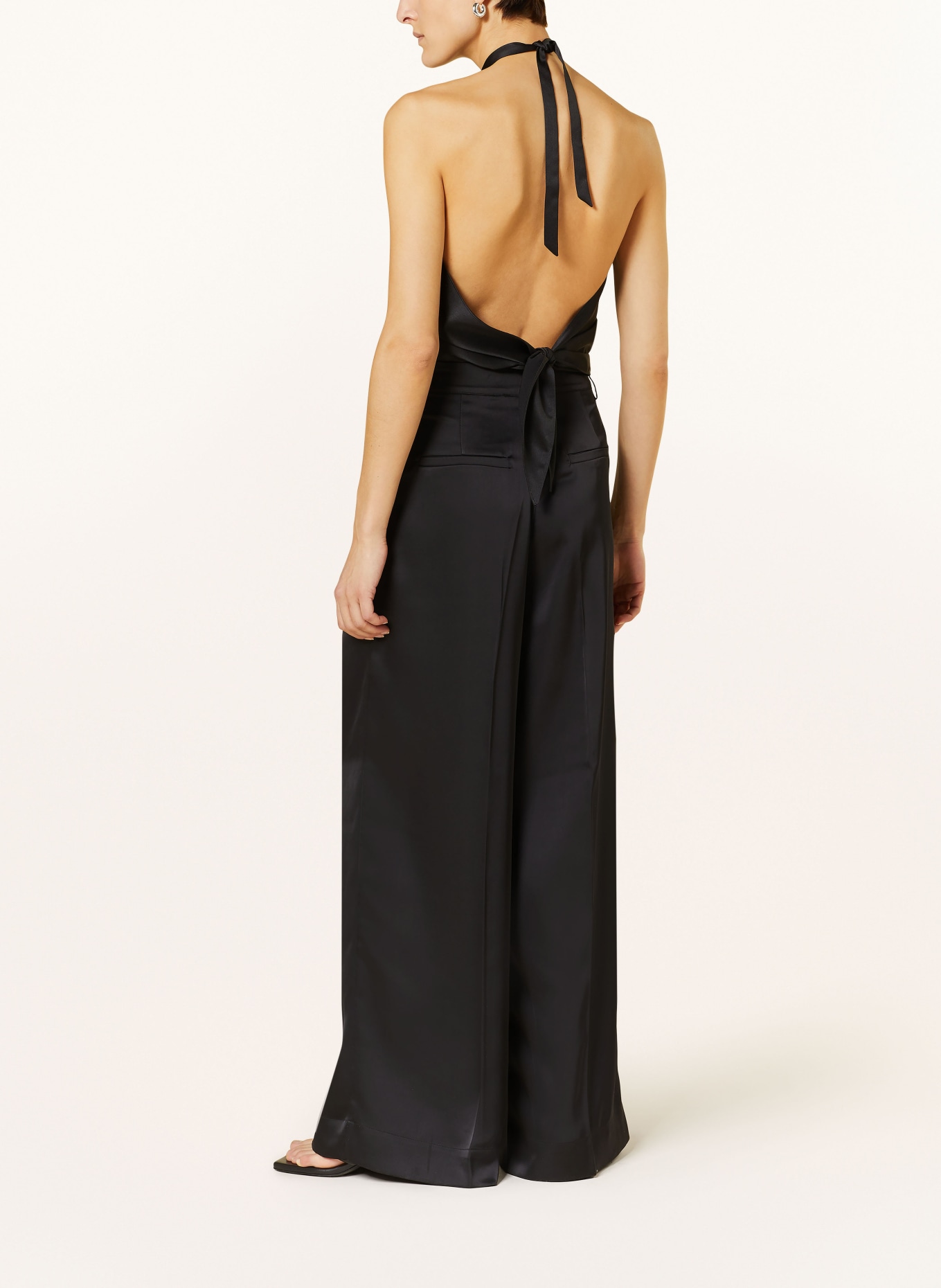 REMAIN Wide leg trousers in satin, Color: BLACK (Image 3)