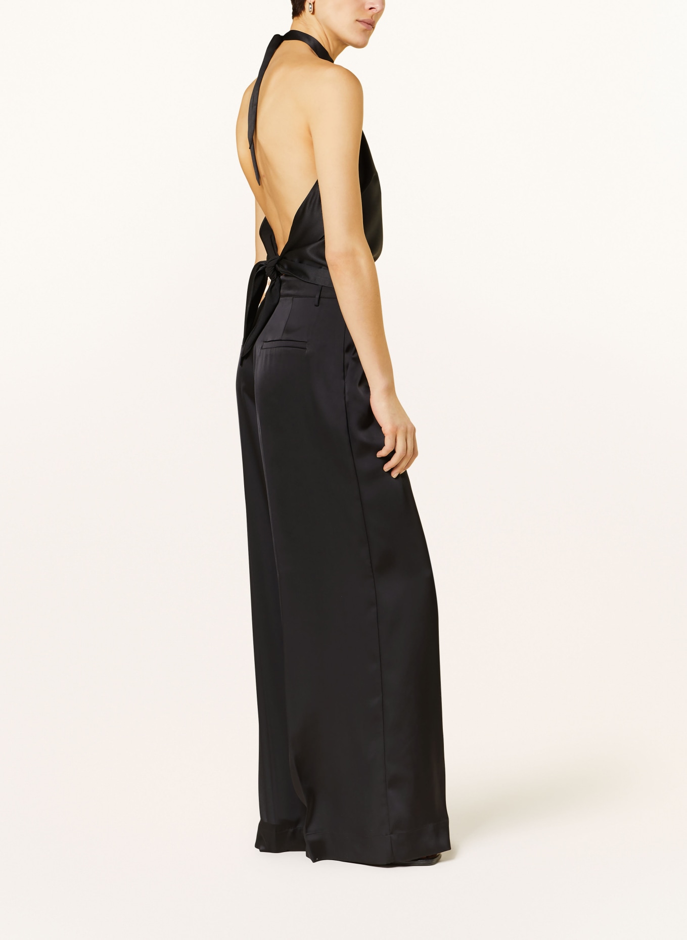 REMAIN Wide leg trousers in satin, Color: BLACK (Image 4)
