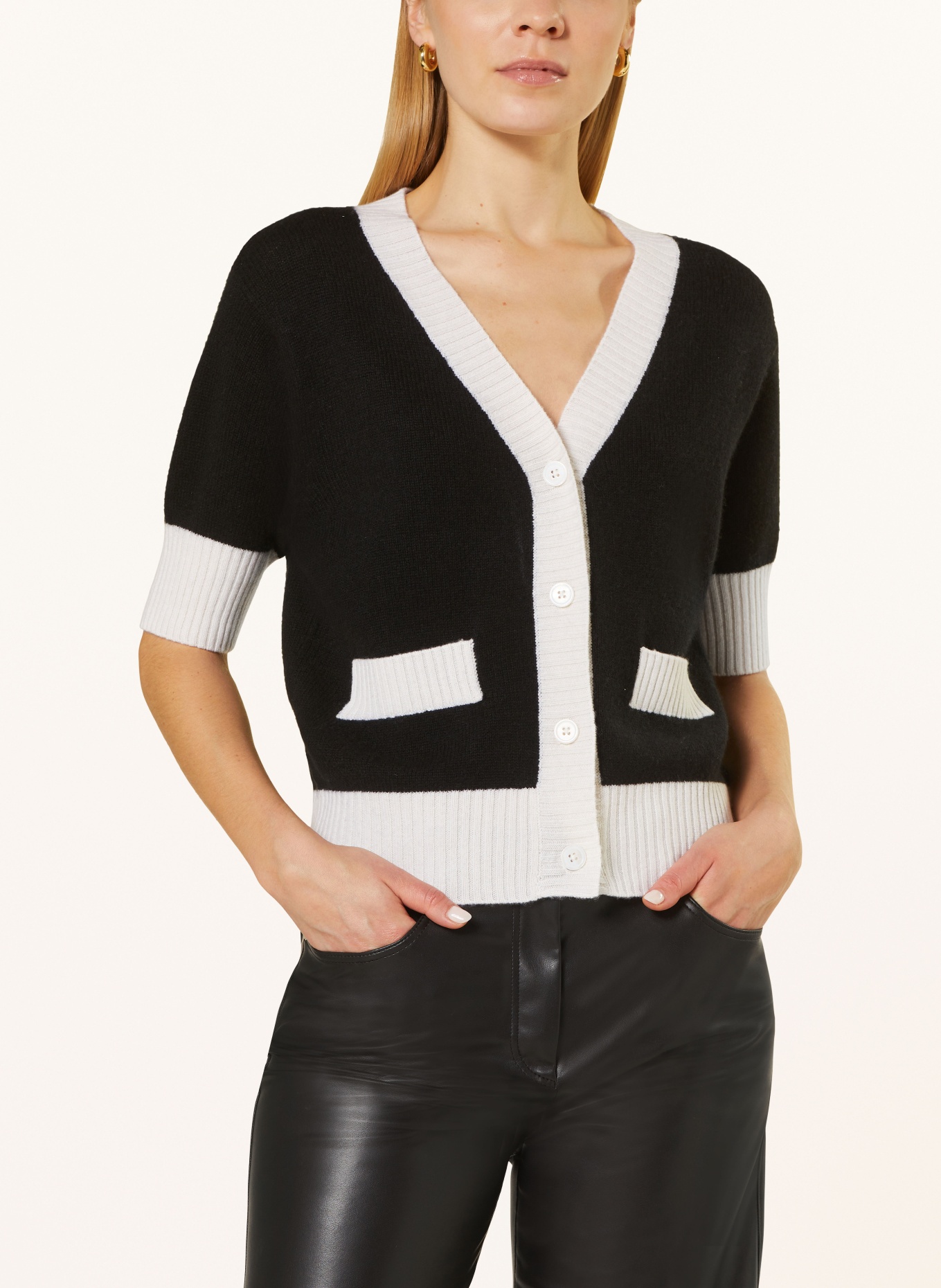 lilienfels Cardigan with cashmere, Color: BLACK/ WHITE (Image 4)