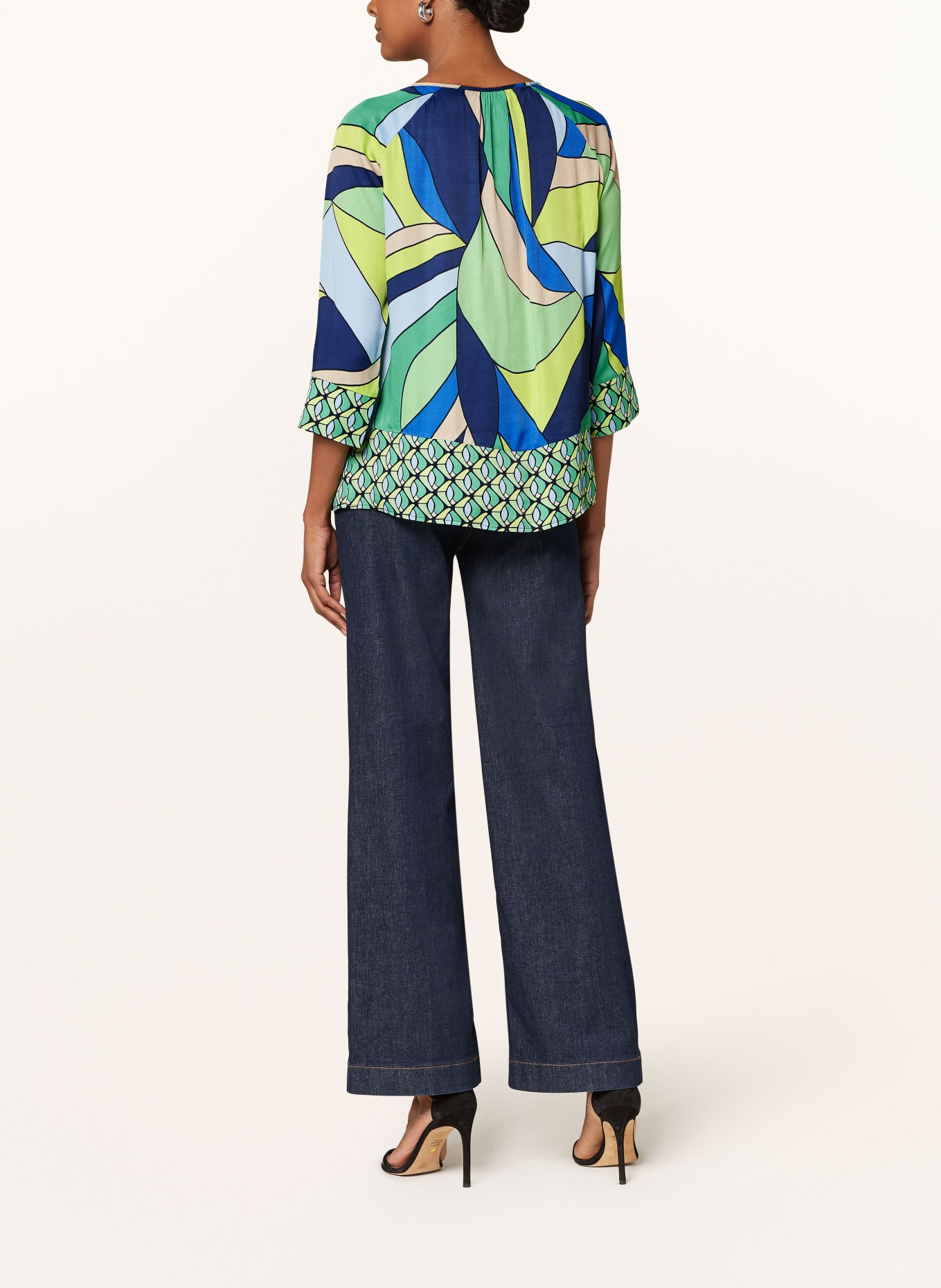 Betty Barclay Shirt blouse made of satin with 3/4 sleeves, Color: BLUE/ GREEN (Image 3)
