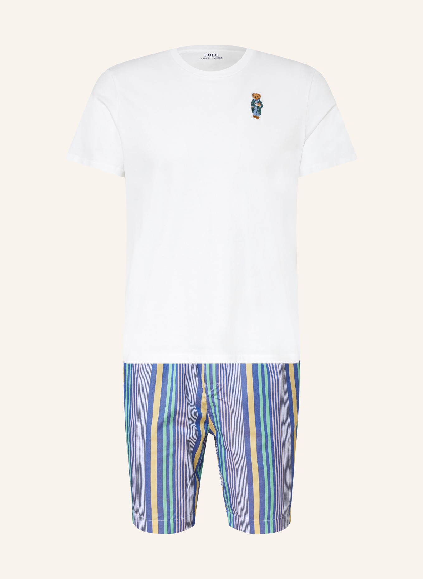 POLO RALPH LAUREN Shorty-Schlafanzug, Farbe: WEISS/ BLAU/ GELB (Bild 1)