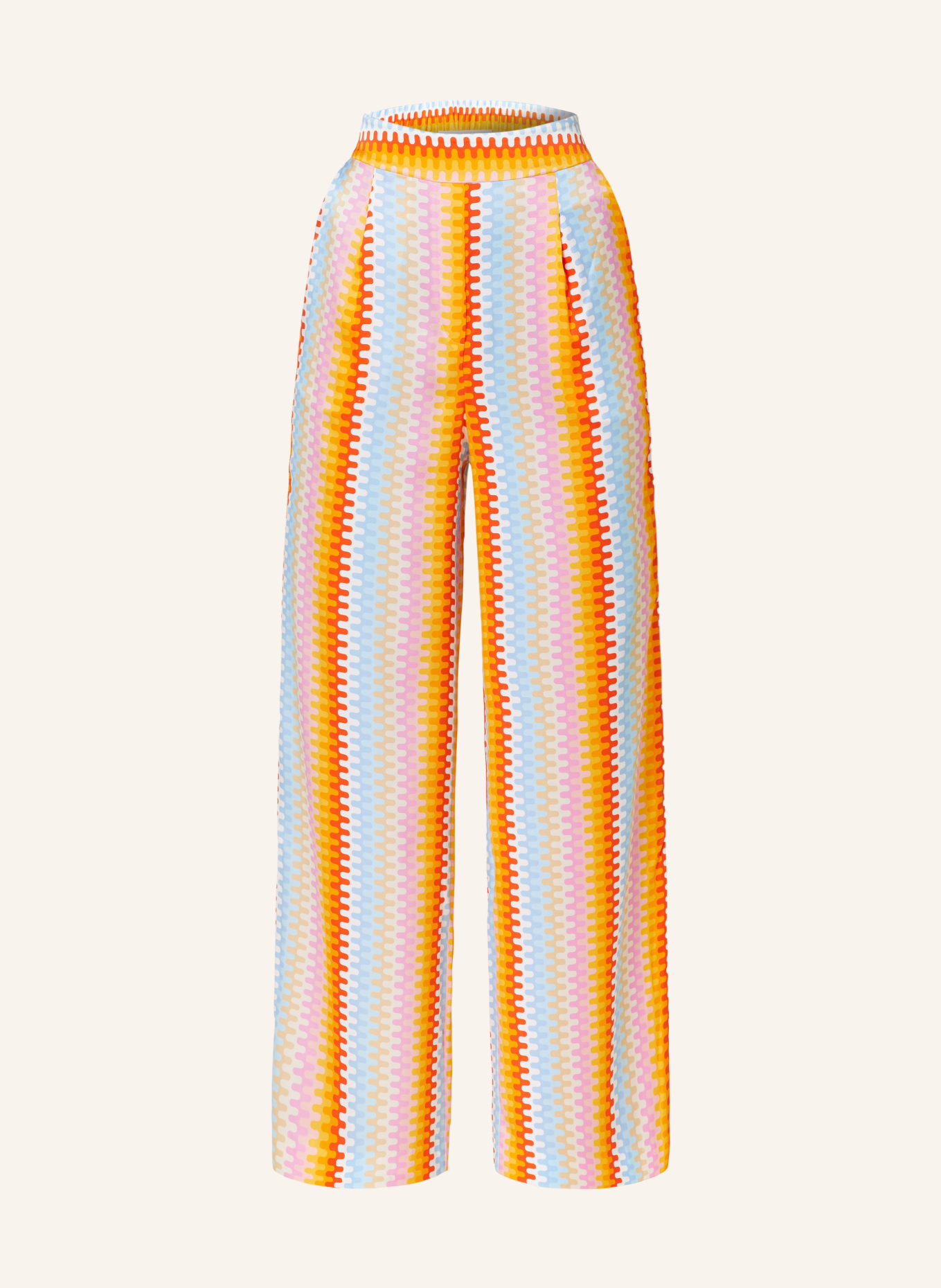 HERZEN'S ANGELEGENHEIT Silk pants in orange/ pink/ light blue
