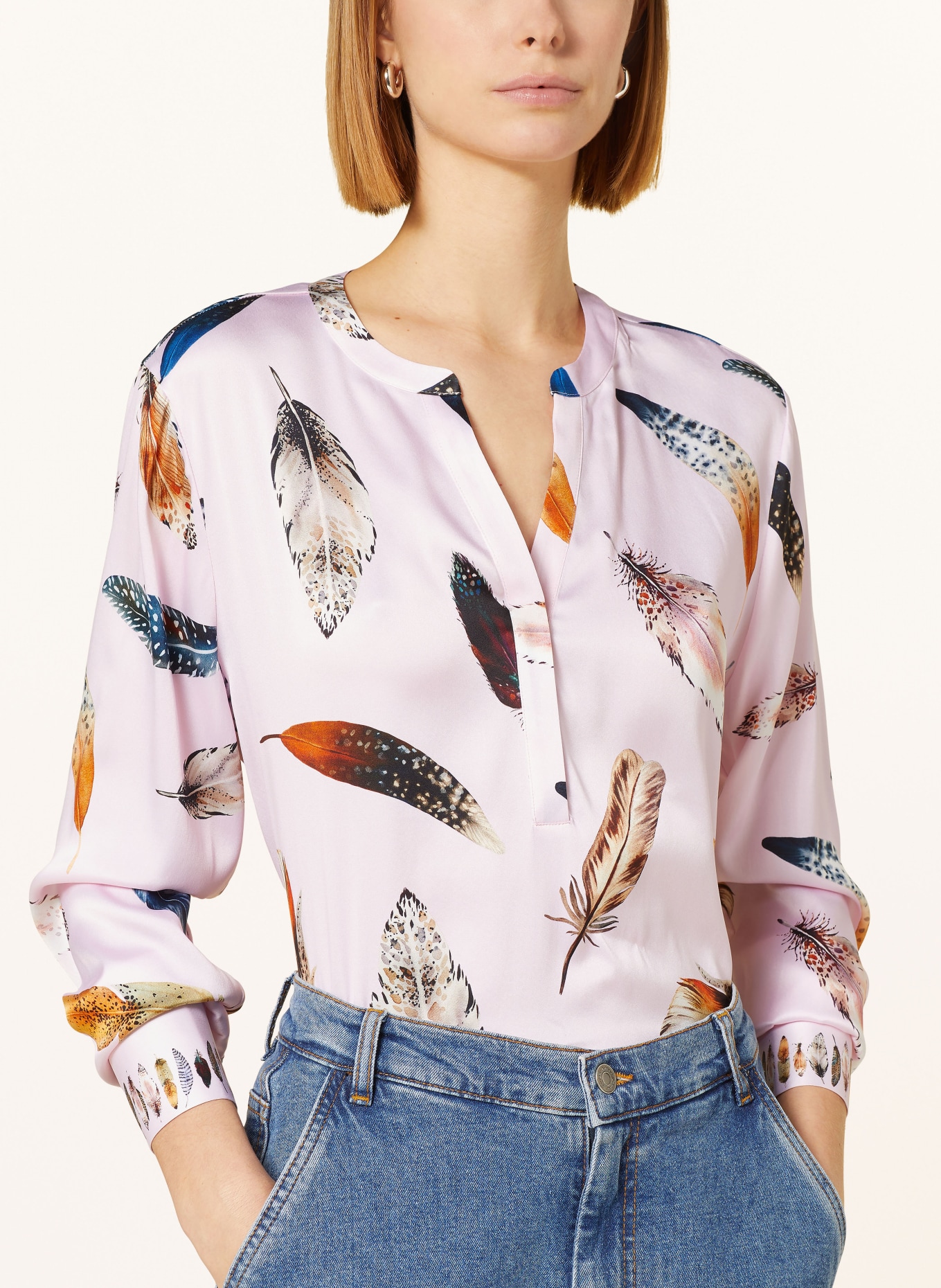 HERZEN'S ANGELEGENHEIT Shirt blouse in silk, Color: LIGHT PINK/ BLUE/ DARK YELLOW (Image 4)