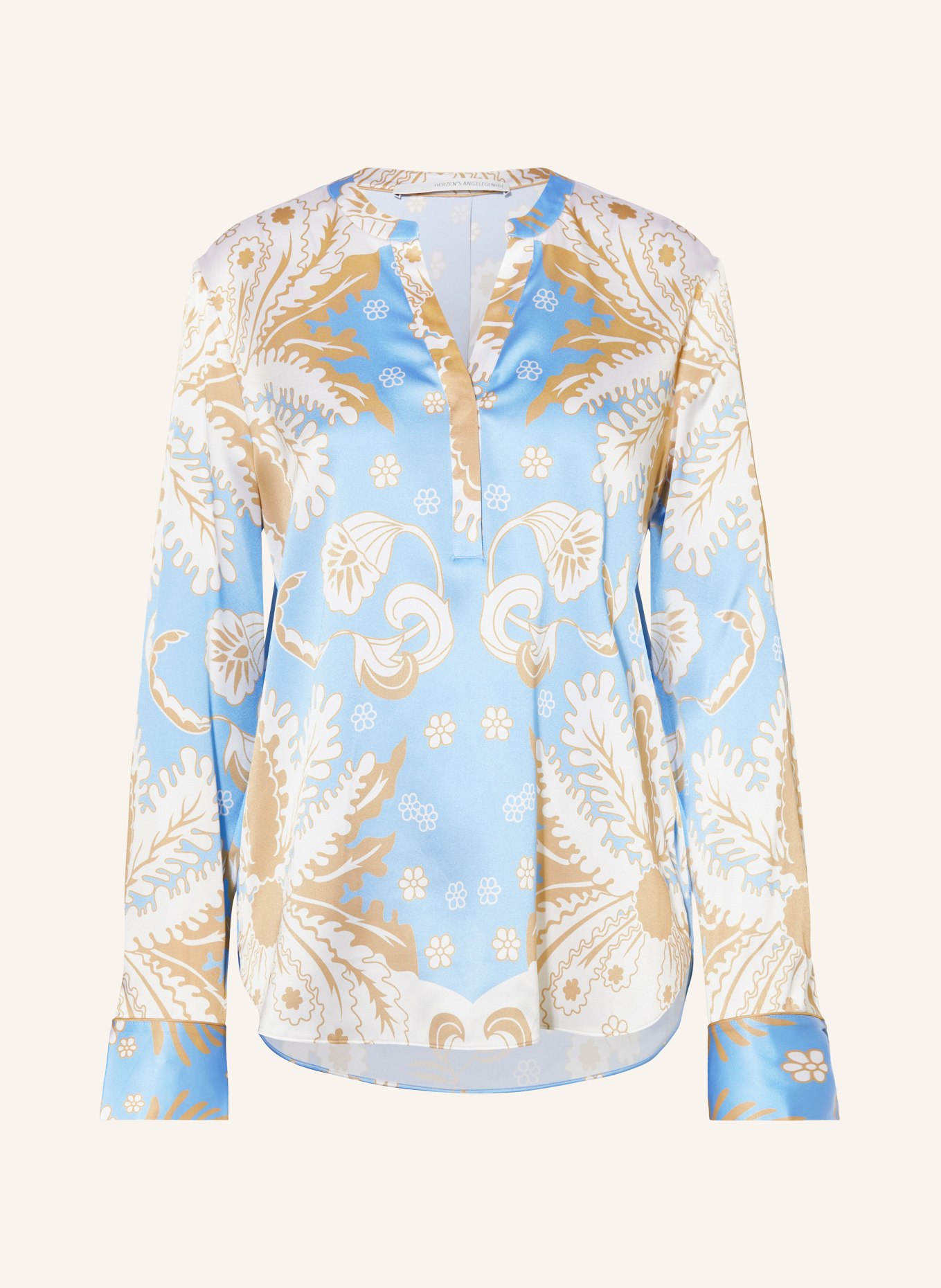 HERZEN'S ANGELEGENHEIT Shirt blouse in silk, Color: LIGHT BLUE/ WHITE/ LIGHT BROWN (Image 1)