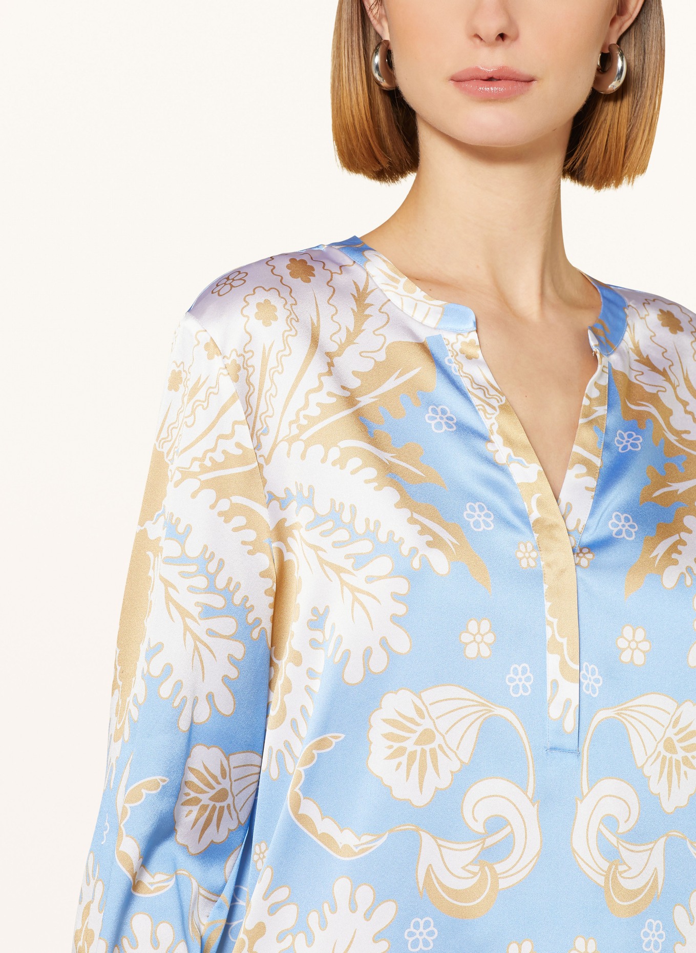 HERZEN'S ANGELEGENHEIT Shirt blouse in silk, Color: LIGHT BLUE/ WHITE/ LIGHT BROWN (Image 4)