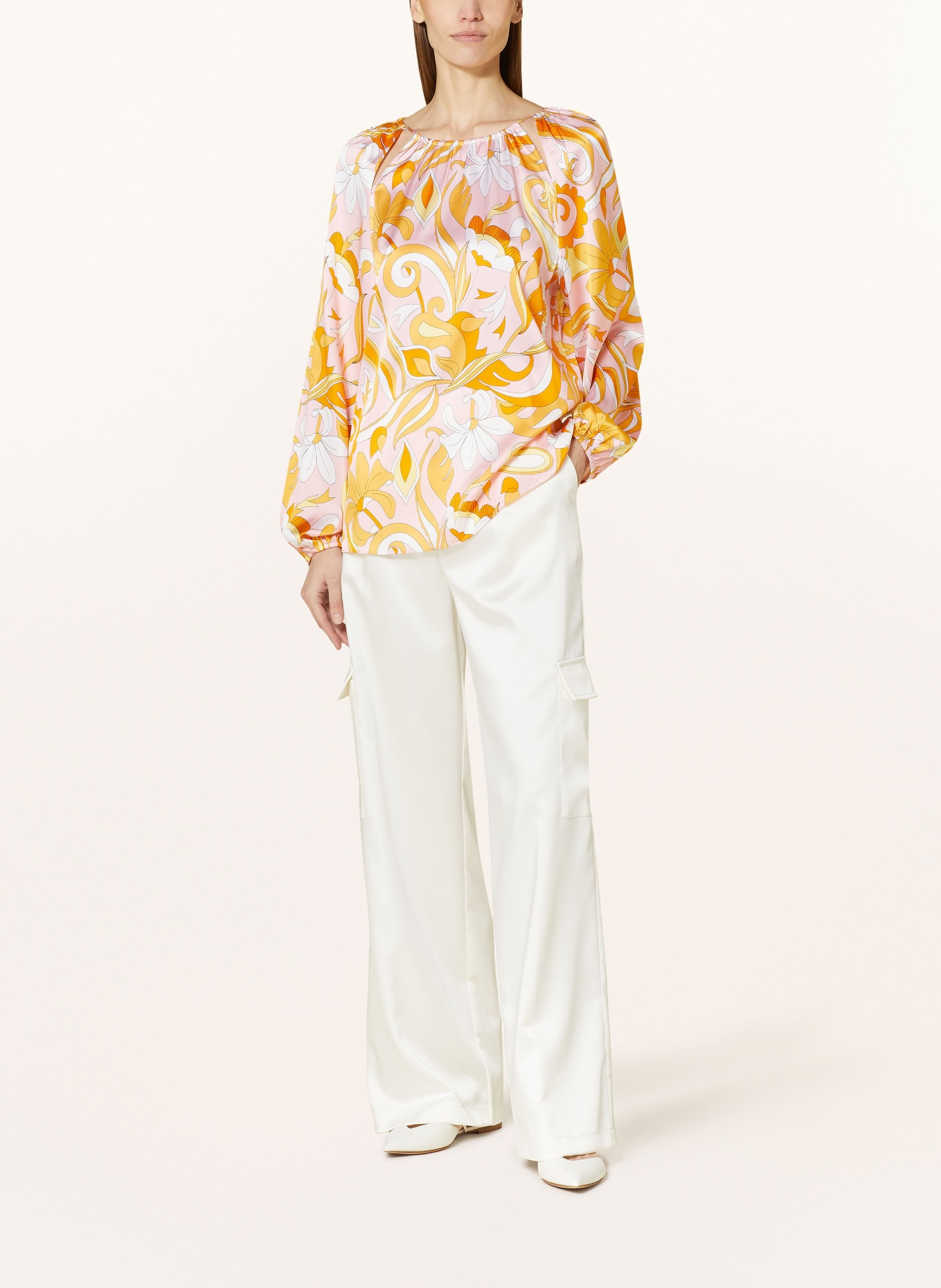 HERZEN'S ANGELEGENHEIT Shirt blouse in silk with cut-outs, Color: ROSE/ ORANGE/ YELLOW (Image 2)