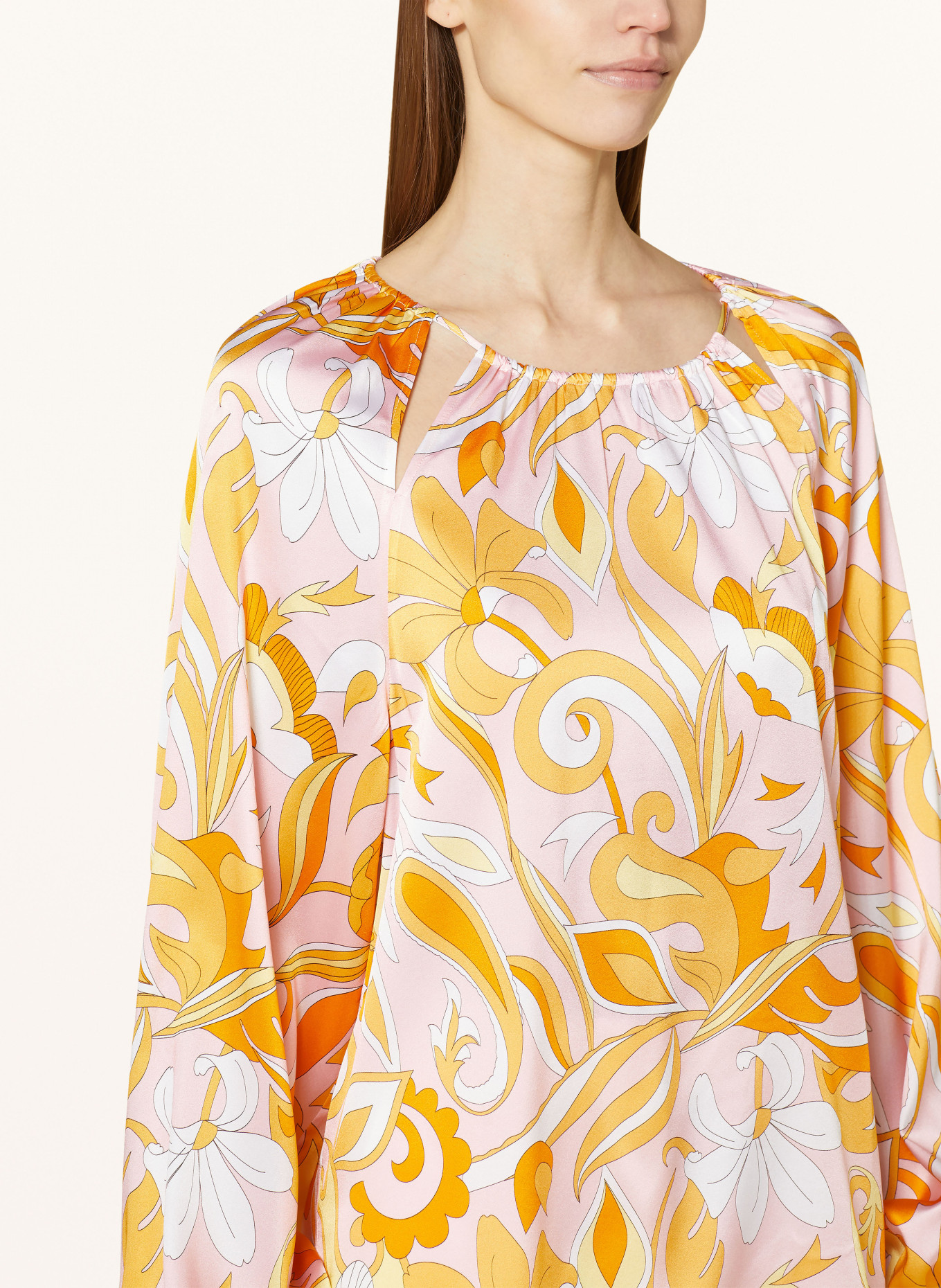 HERZEN'S ANGELEGENHEIT Shirt blouse in silk with cut-outs, Color: ROSE/ ORANGE/ YELLOW (Image 4)