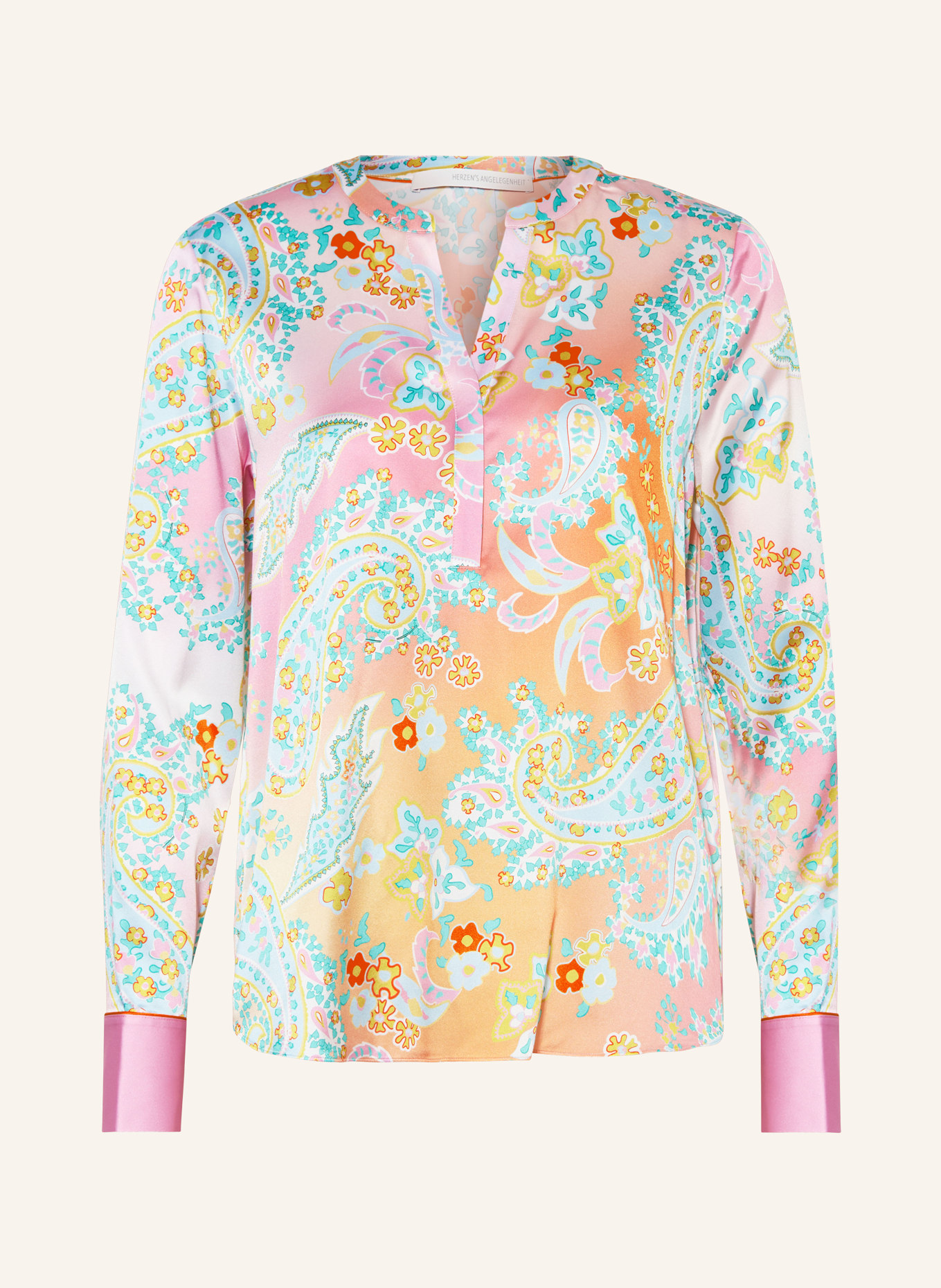 HERZEN'S ANGELEGENHEIT Shirt blouse in silk, Color: LIGHT ORANGE/ PINK/ GREEN (Image 1)