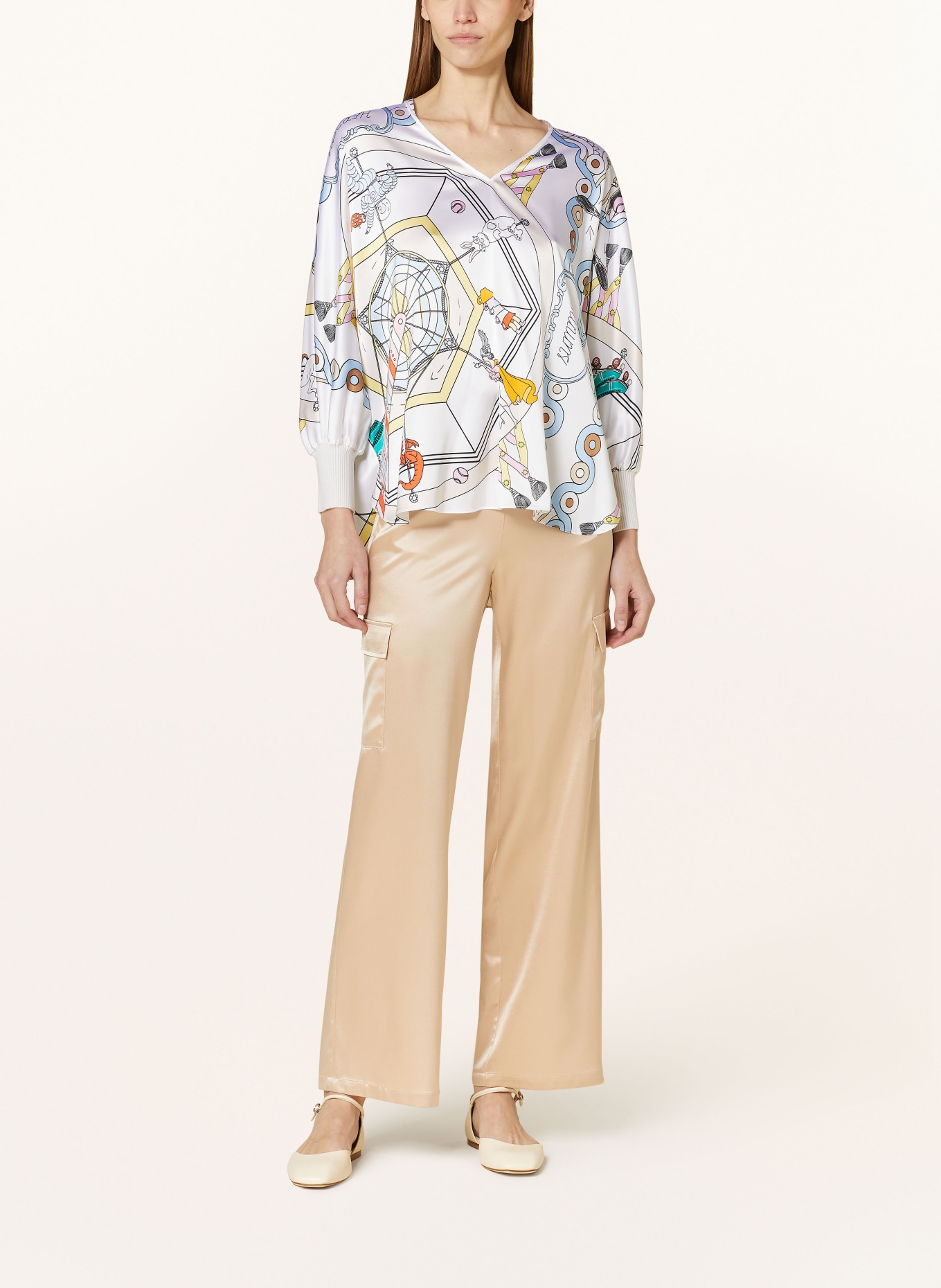 HERZEN'S ANGELEGENHEIT Shirt blouse in silk, Color: WHITE/ LIGHT BLUE/ LIGHT BROWN (Image 2)
