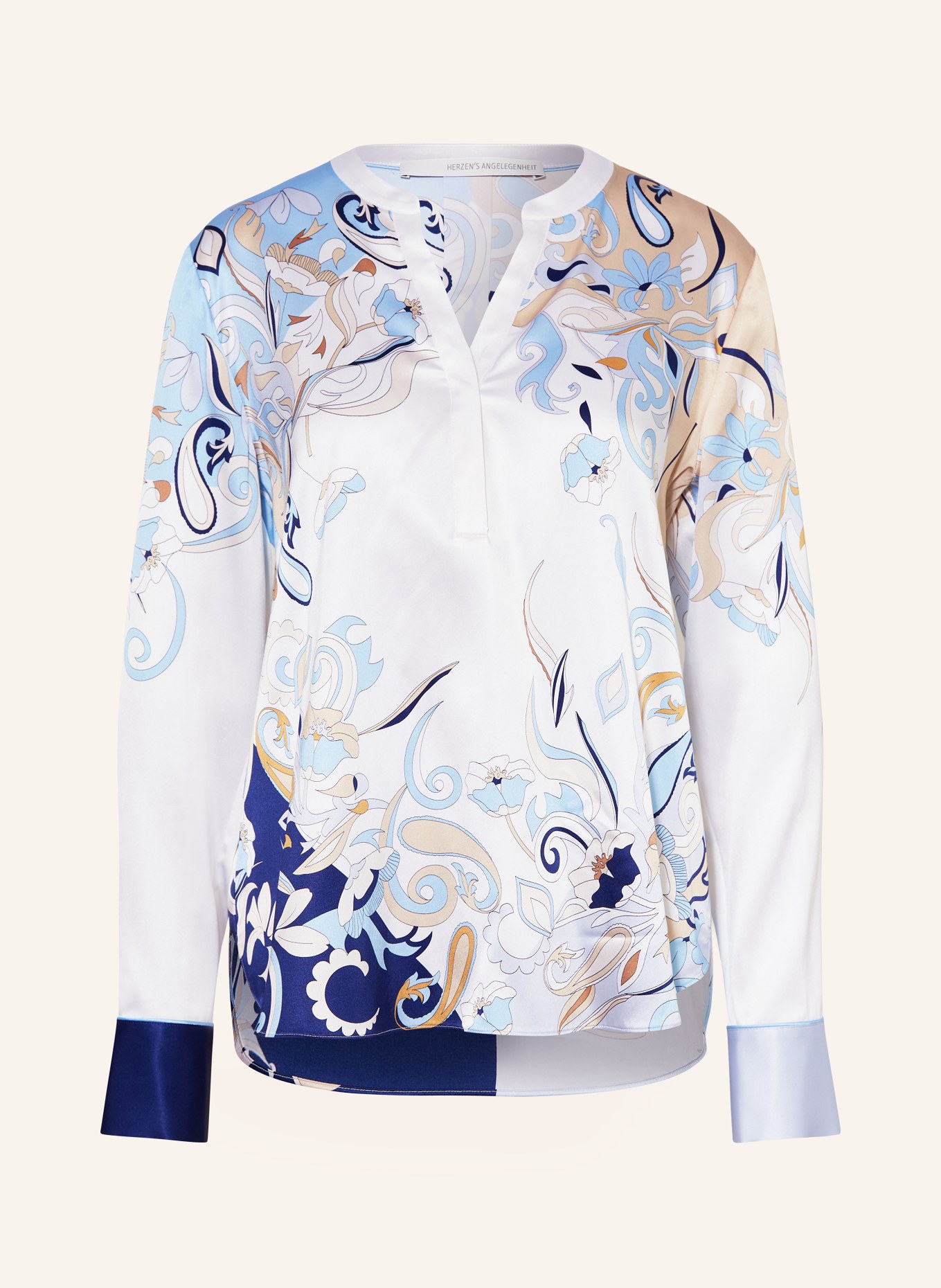 HERZEN'S ANGELEGENHEIT Shirt blouse in silk, Color: CREAM/ DARK BLUE/ LIGHT BLUE (Image 1)
