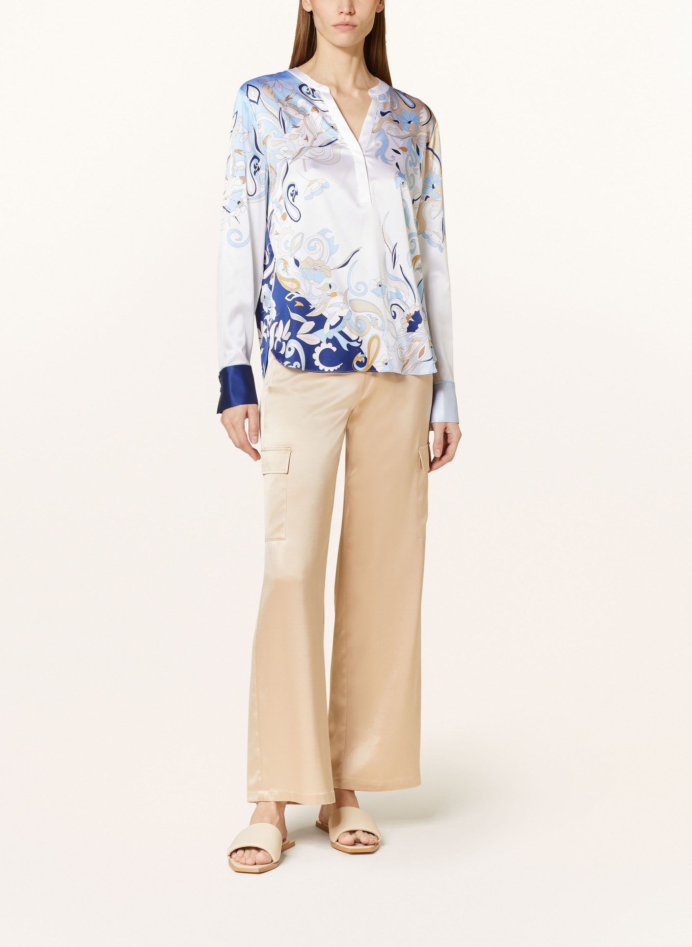 HERZEN'S ANGELEGENHEIT Shirt blouse in silk, Color: CREAM/ DARK BLUE/ LIGHT BLUE (Image 2)