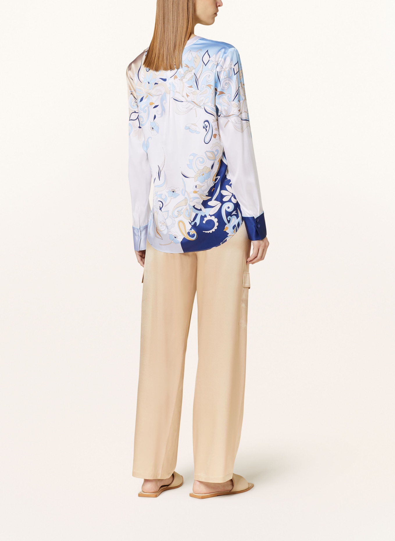 HERZEN'S ANGELEGENHEIT Shirt blouse in silk, Color: CREAM/ DARK BLUE/ LIGHT BLUE (Image 3)
