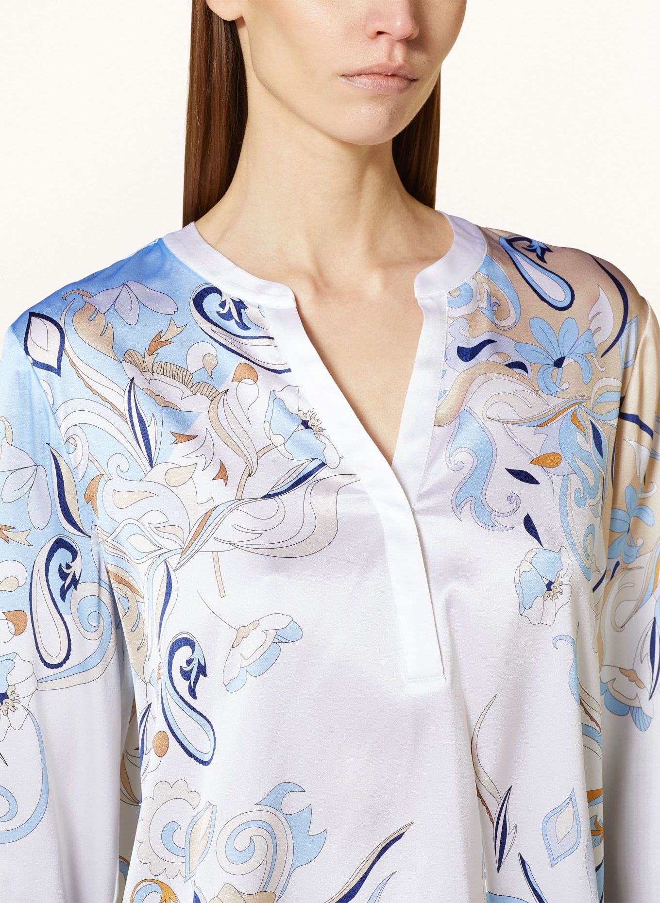 HERZEN'S ANGELEGENHEIT Shirt blouse in silk, Color: CREAM/ DARK BLUE/ LIGHT BLUE (Image 4)
