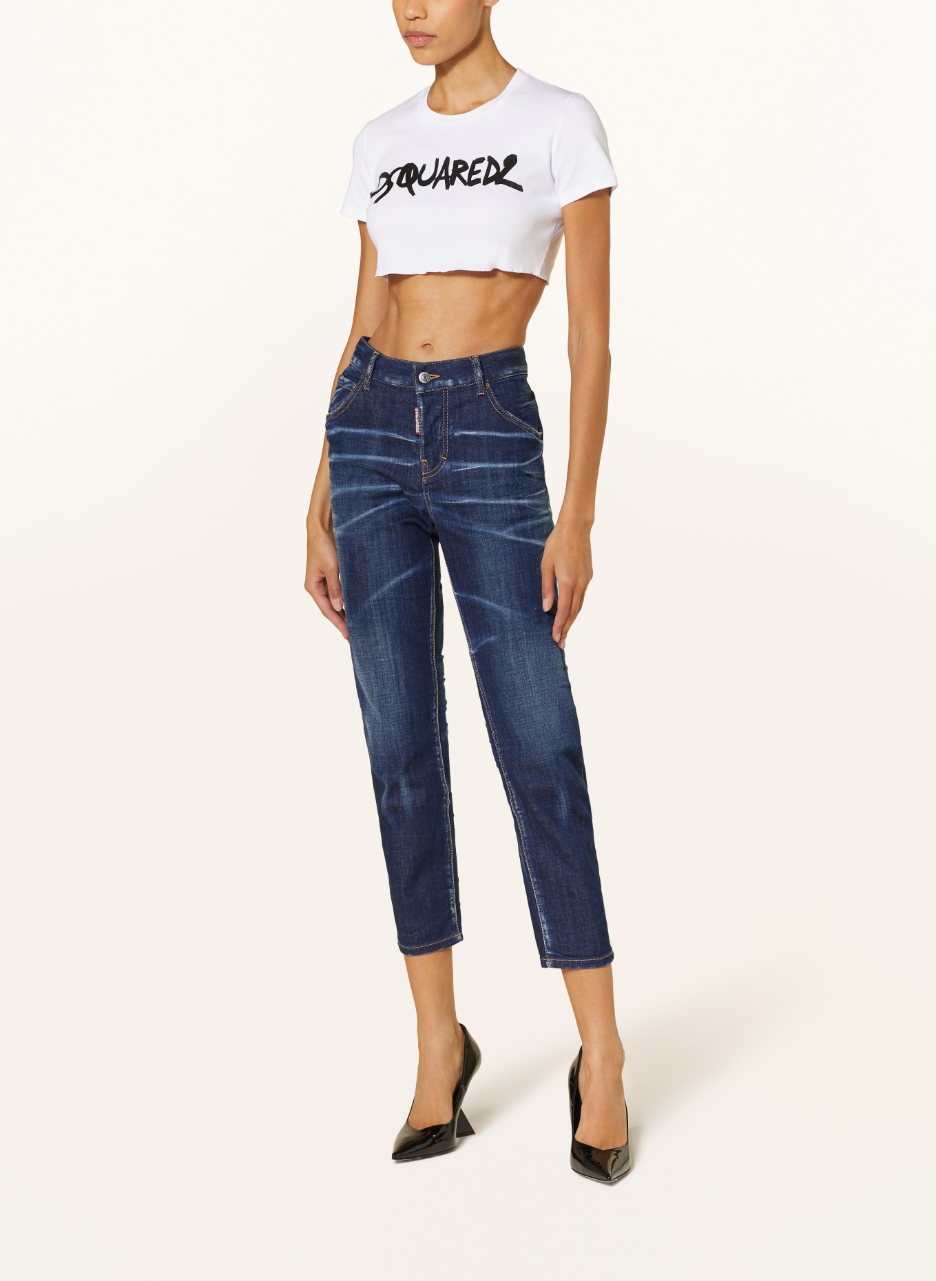 DSQUARED2 Cropped shirt, Color: WHITE/ BLACK (Image 2)