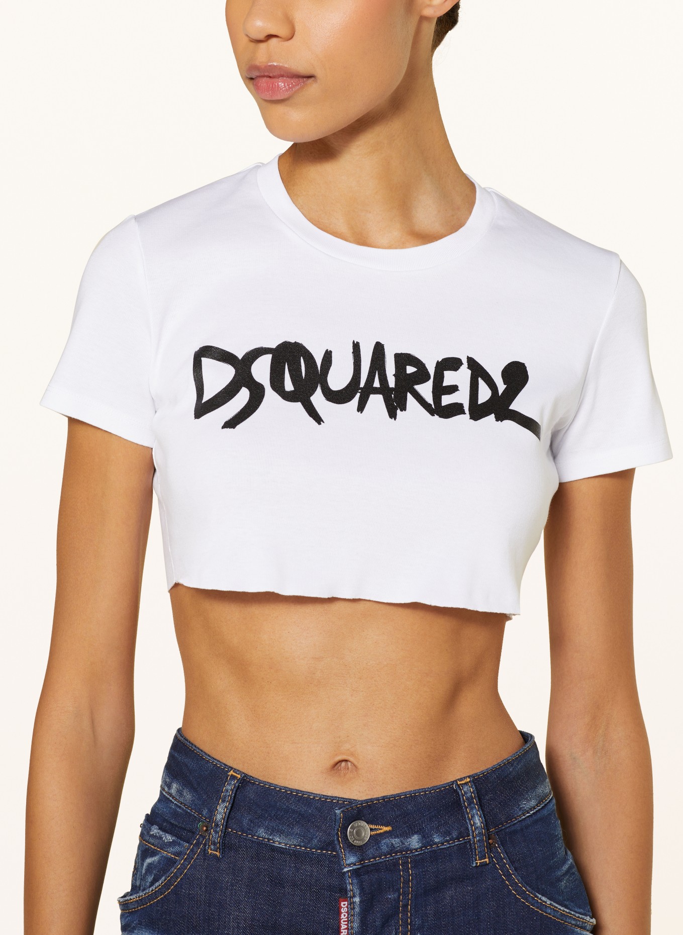 DSQUARED2 Cropped shirt, Color: WHITE/ BLACK (Image 4)