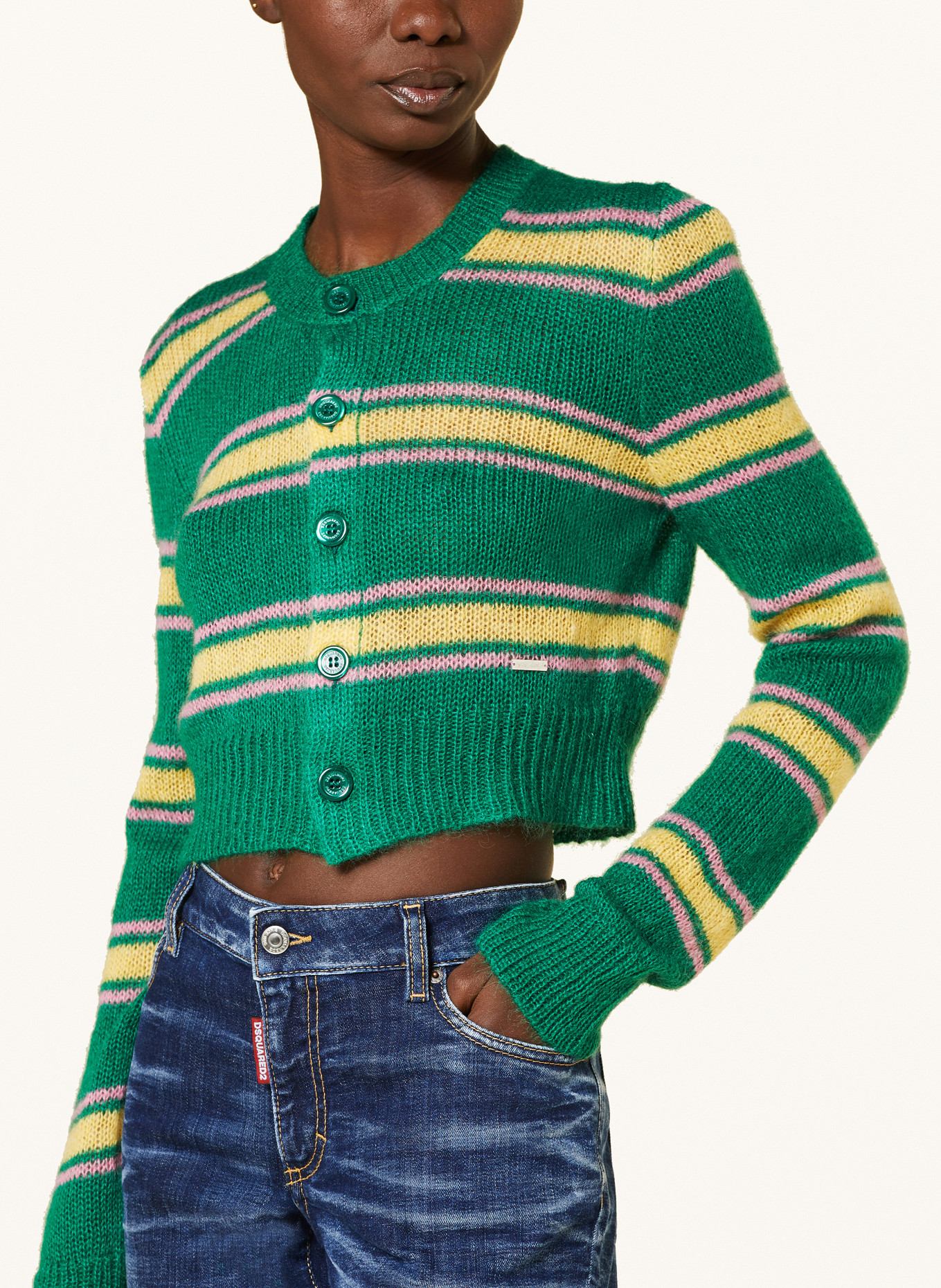 DSQUARED2 Cardigan, Color: GREEN/ PINK/ LIGHT YELLOW (Image 4)