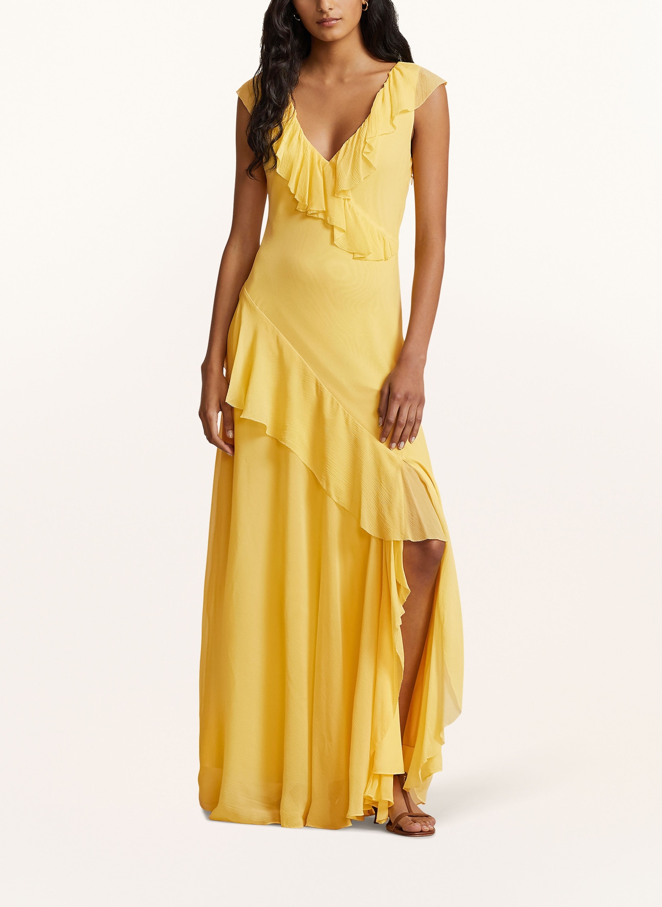 POLO Ralph Lauren Yellow Floral Cotton Maxi Dress Medium | eBay