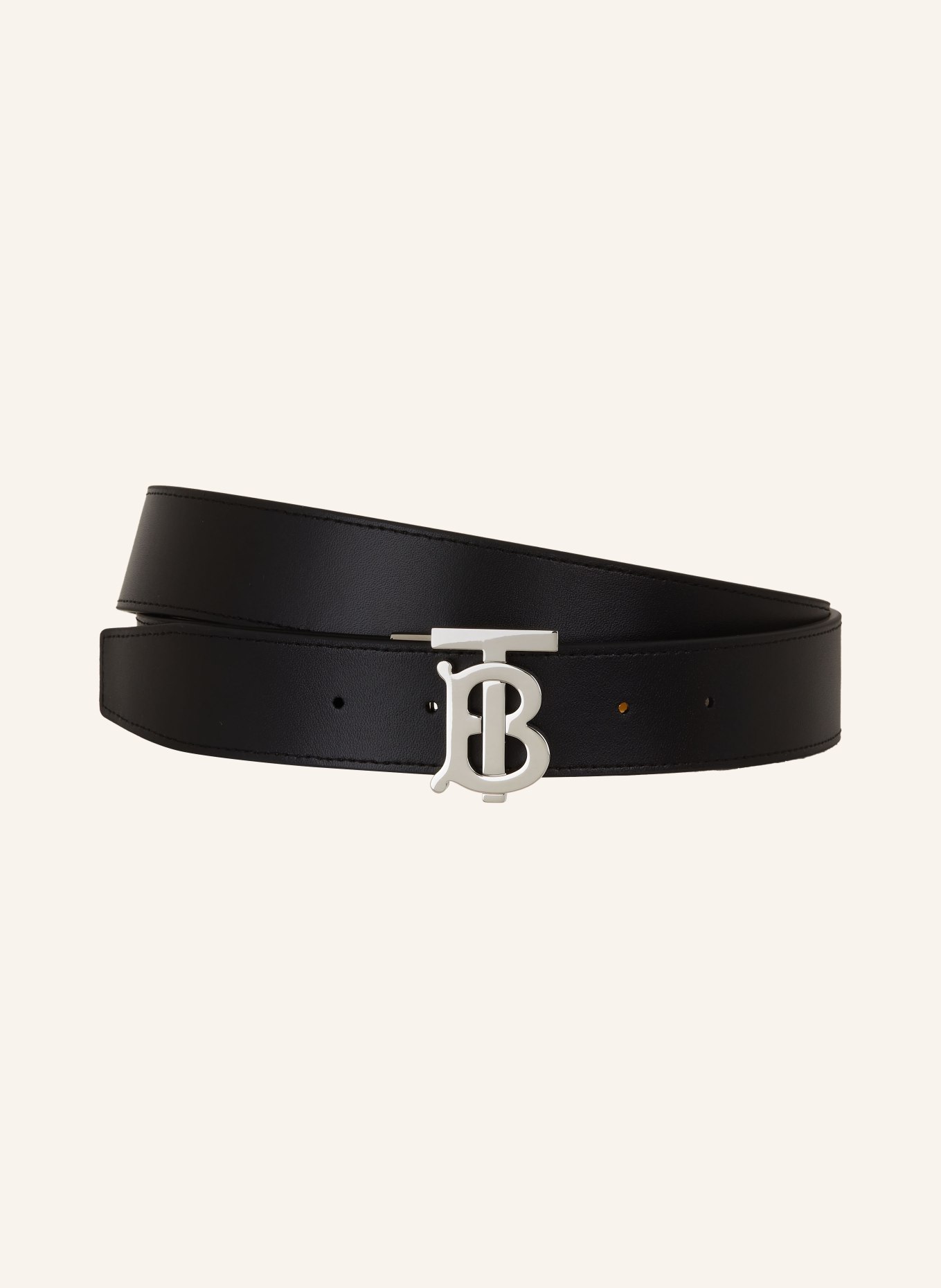 BURBERRY Reversible leather belt, Color: BEIGE/ SILVER (Image 2)