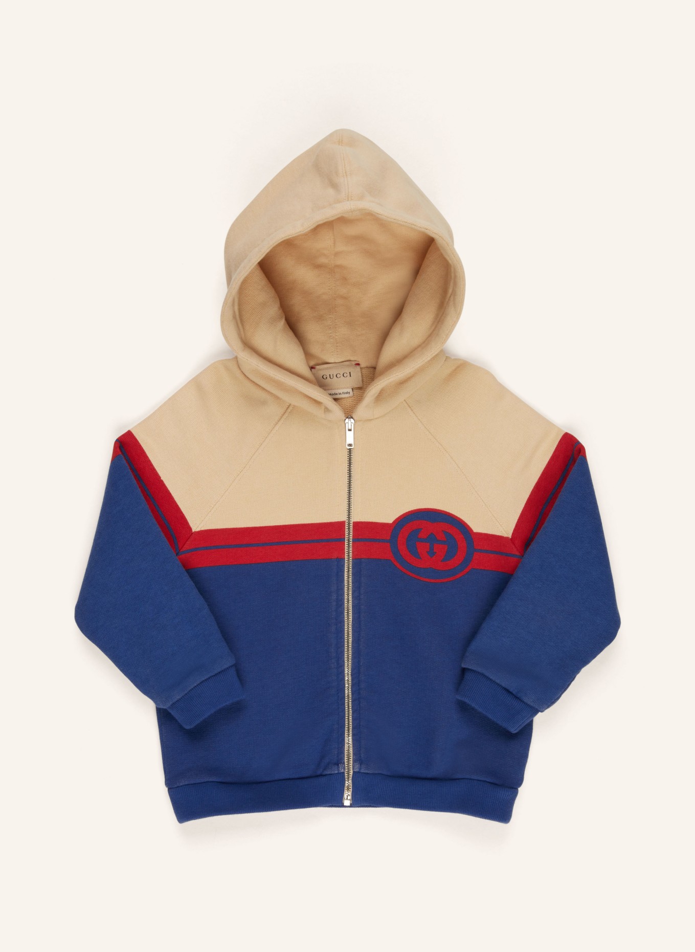 GUCCI Sweatjacke, Farbe: CAMEL/ BLAU/ ROT (Bild 1)