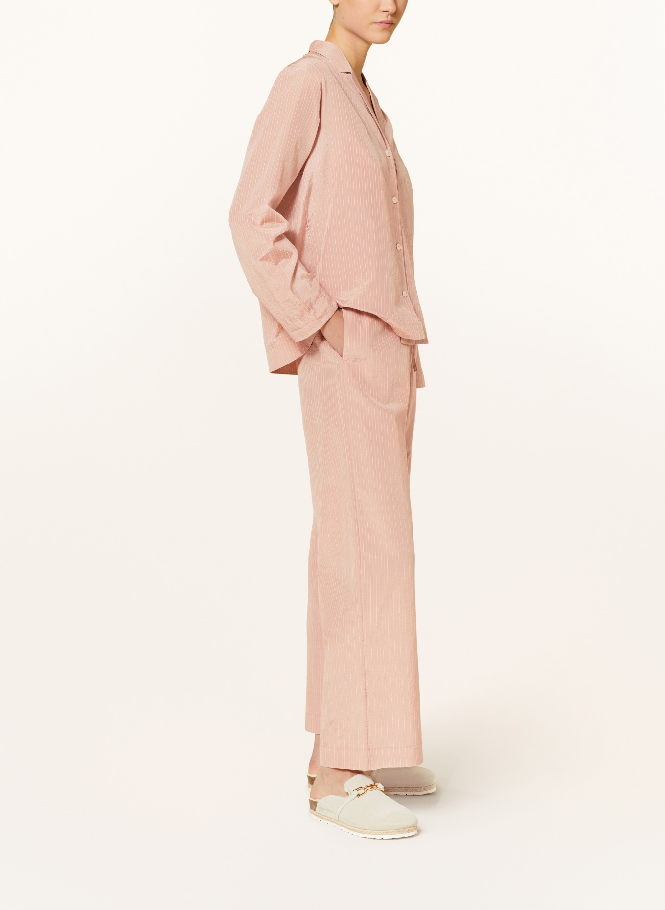 COS Pyžamové kalhoty s hedvábím a třpytivou přízí, Barva: TMAVĚ ORANŽOVÁ (Obrázek 4)