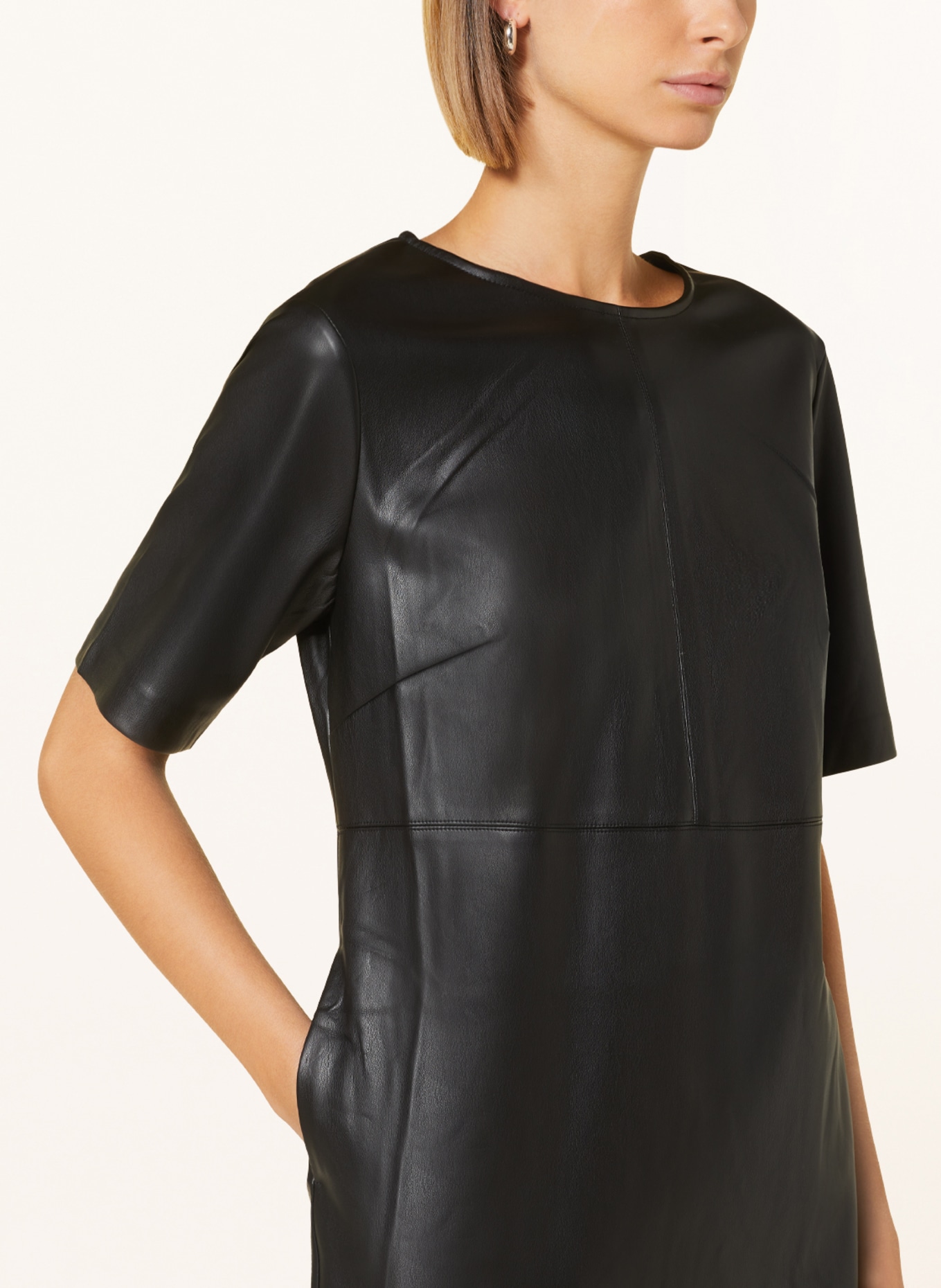 Leather look shift dress clearance