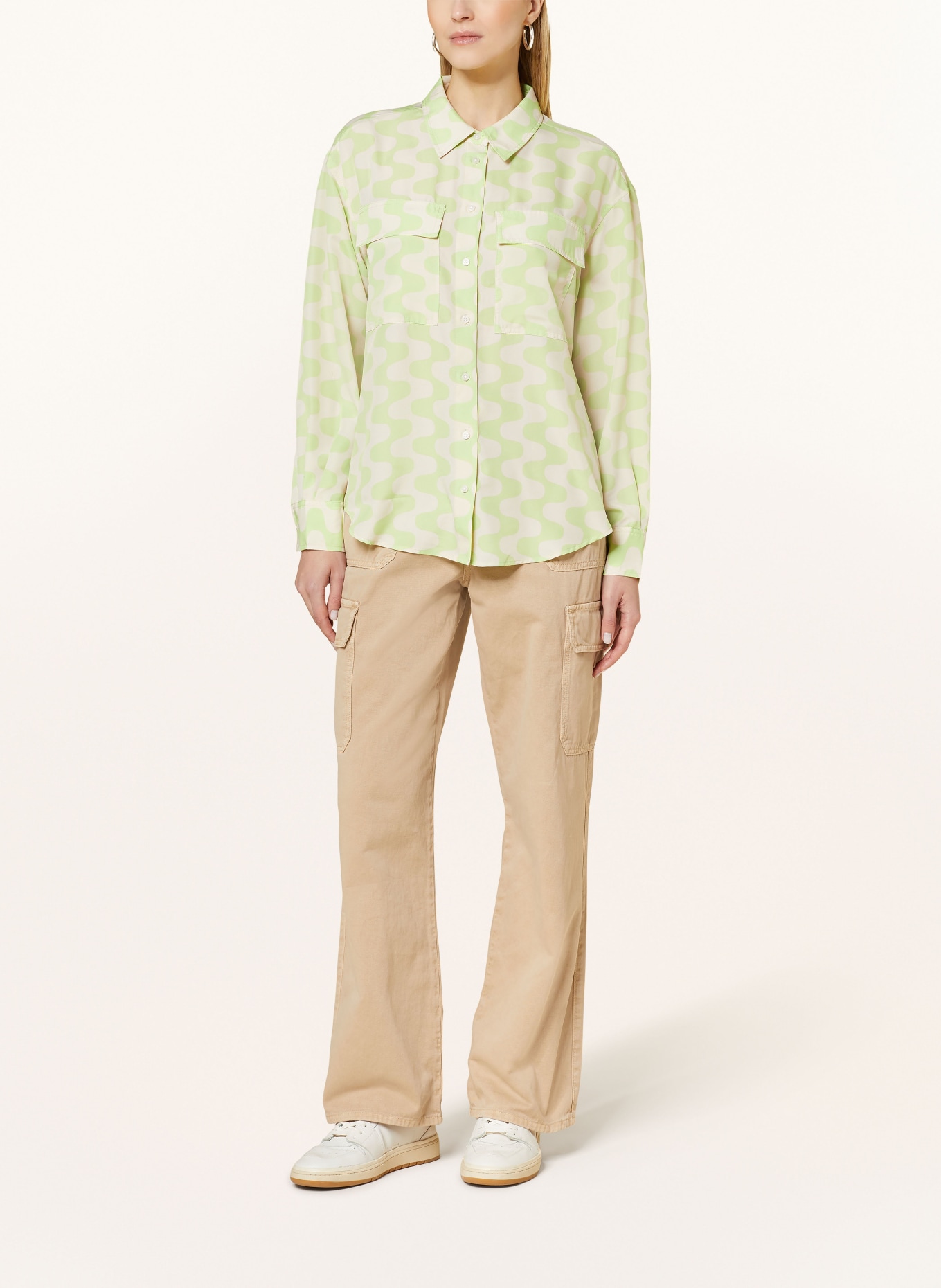 OPUS Shirt blouse FRIDAMI, Color: LIGHT GREEN/ CREAM (Image 2)