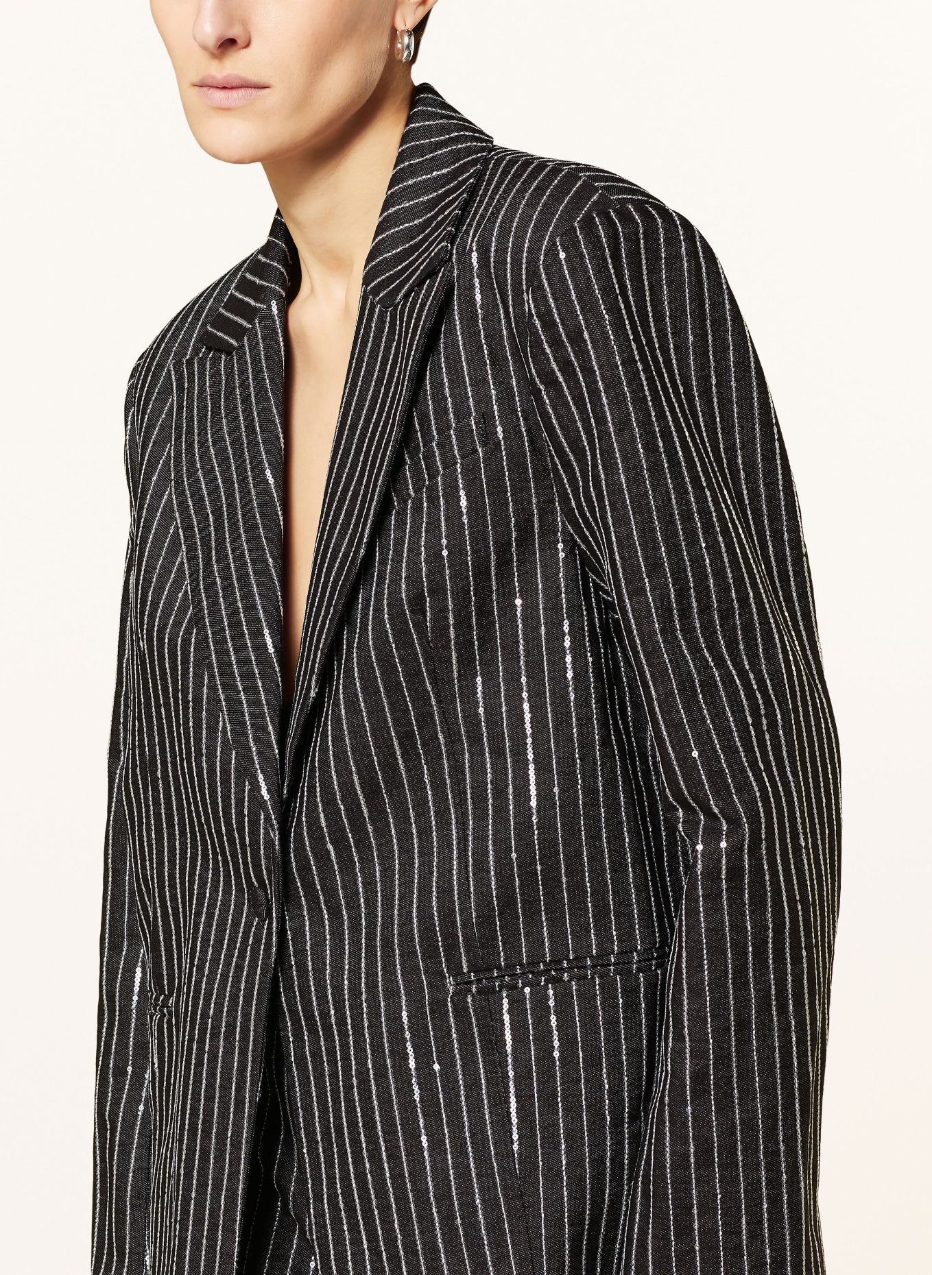 ROTATE Oversized blazer with sequins, Color: BLACK/ WHITE (Image 5)